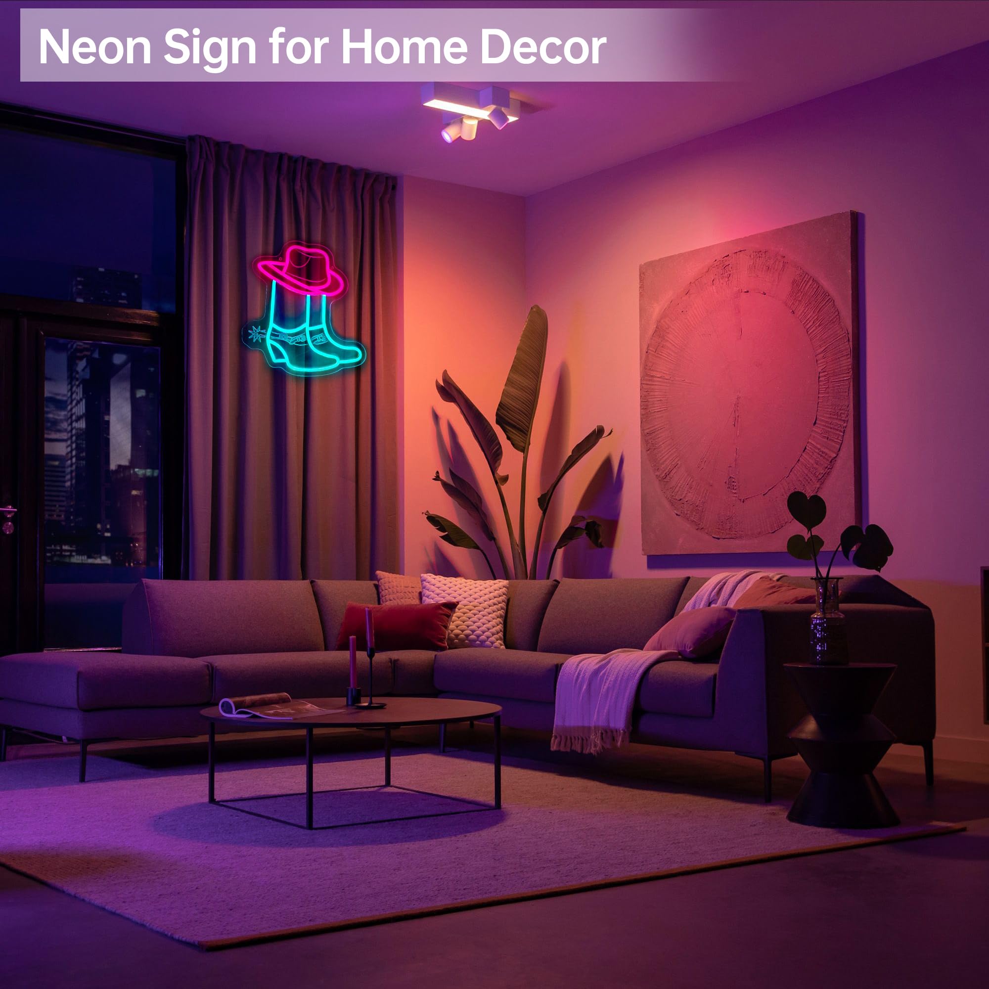 Cowboy Boot Neon Signs For Wall Decor-Cowgirl Boots With Hat Neon Signs For Decor  Pink Aesthetic Western Wall Art  Cowboy Led Sign For Game Room Bedroom Party Bar  Birthday Christmas Gifts  Dimmable Switch Usb Power  Adhesive Hook Included