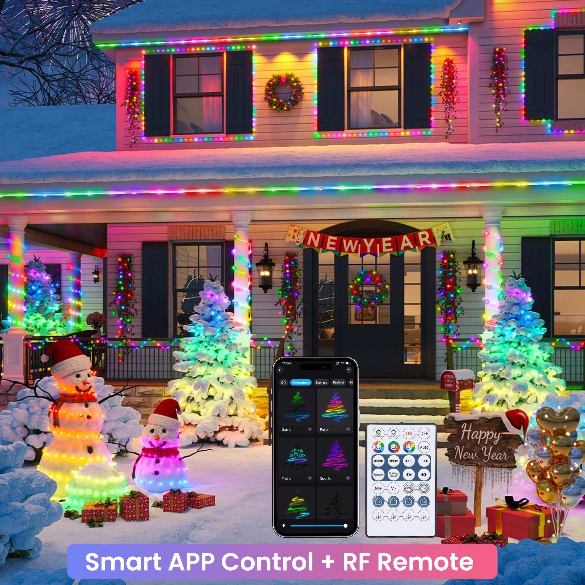 Jnaurb Rgb Color Changing Rope Lights Outdoor  100Ft 300Led Smart String Lights With Remote & App Control  Waterproof Music Sync Rope Lighting - Diy Flexible Tube Led Lights For Bedroom Garden Wedding