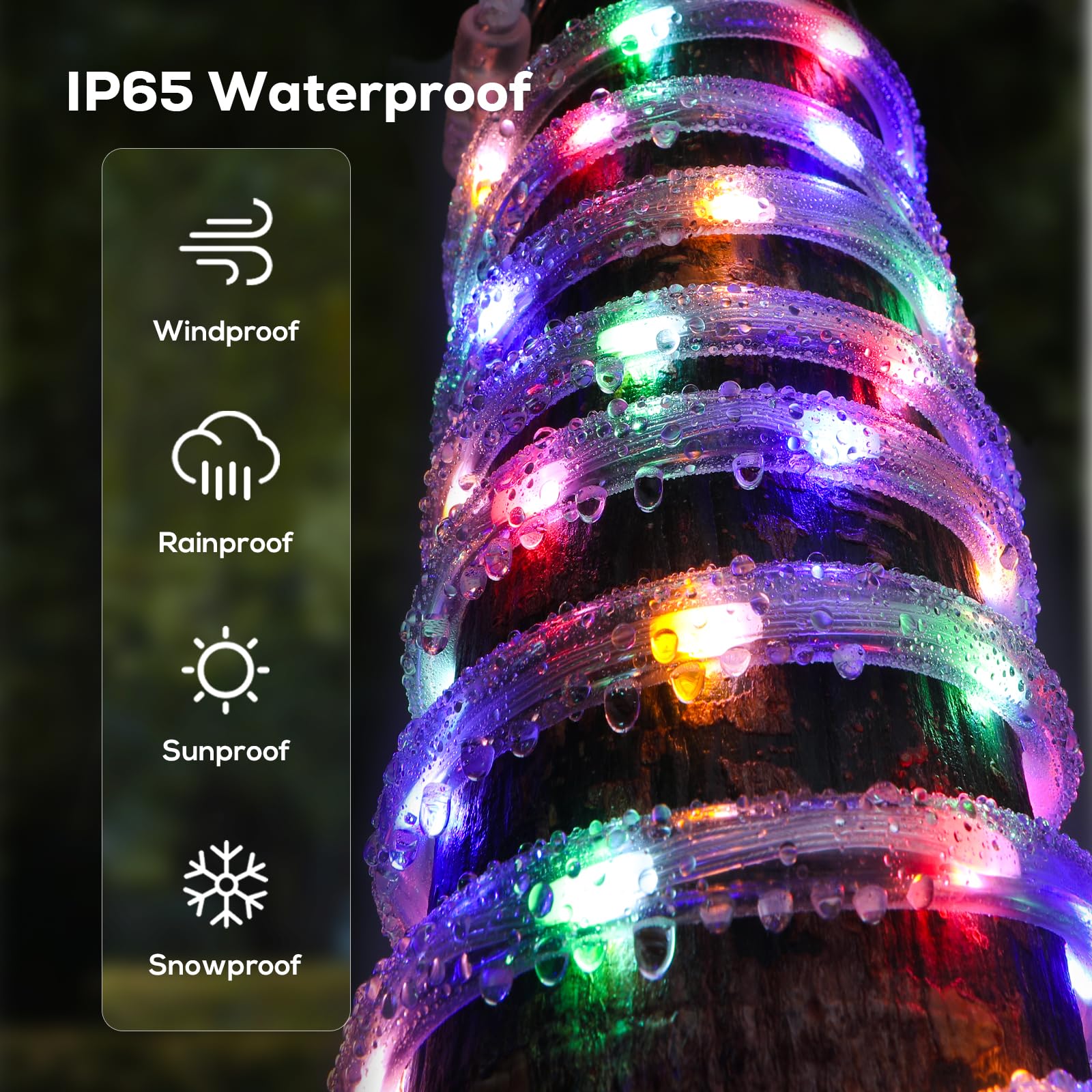 Soiarllt 100FT LED Waterproof Rope Lights with Remote, 8 Modes, Multicolor, Model SLSL012-1
