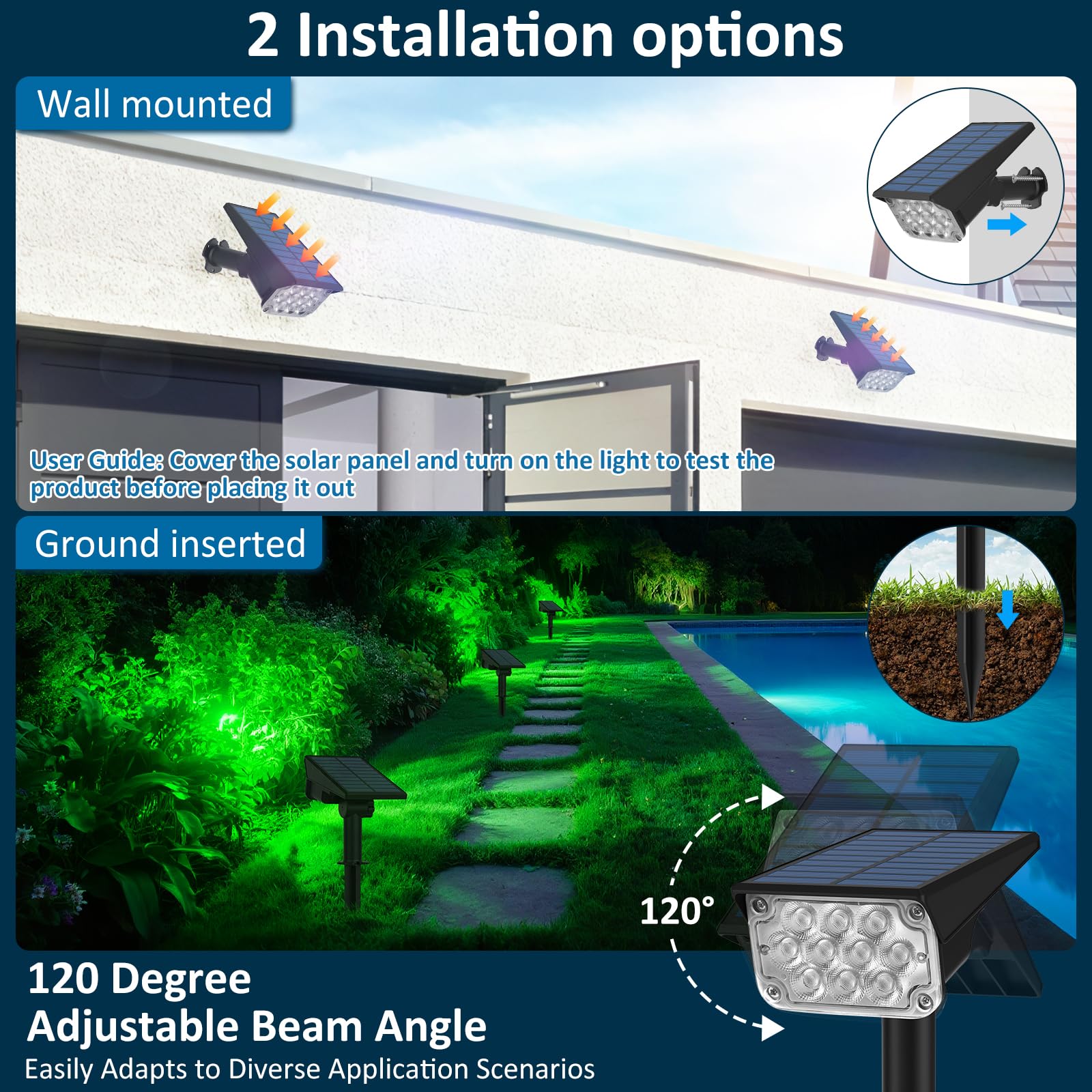 T-SUNUS Green Solar Spot Lights Outdoor, Waterproof IP65, Dusk to Dawn, 4 Pack