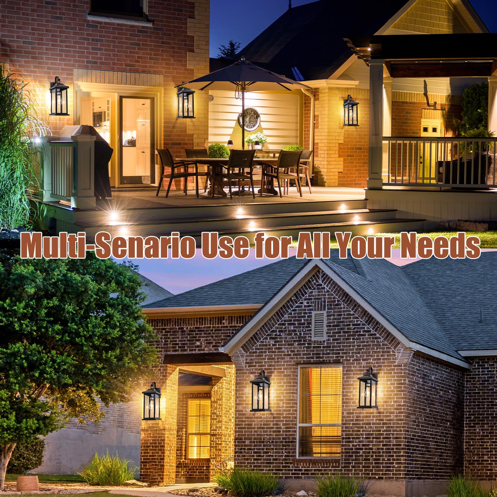 Roravilila 2-Pack 17&quot; Matte Black Outdoor Wall Sconces, Waterproof Porch Lights, E26 Base