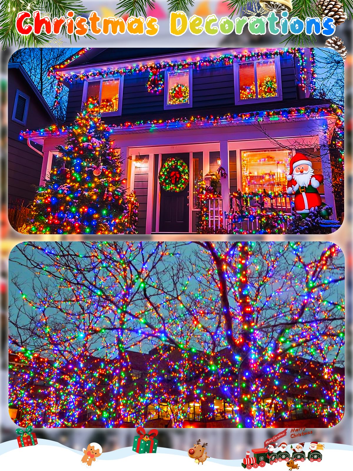 75Ft 1500 Led Christmas Cluster Lights  Fire er String Lights With Remote & 8 Modes & Timer  Waterproof Fairy Twinkle Light Plug In For Indoor Outdoor Party Garden Xmas Tree Decoration  Multicolor