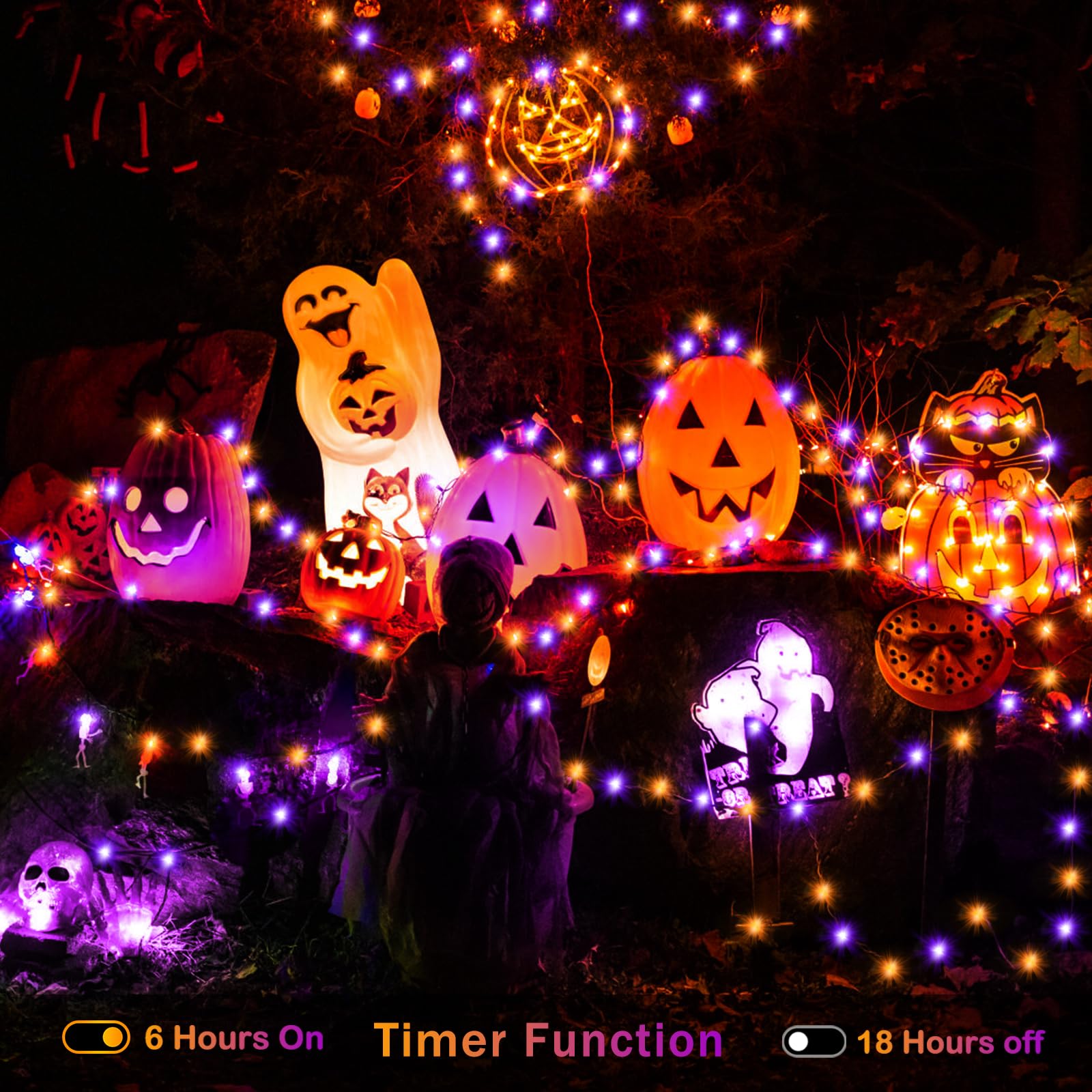 Flvoecn 98Ft Outdoor Halloween Lights 300 Led Halloween Lights With 8 Modes Timer Waterproof String Led Lights Plug In Halloween