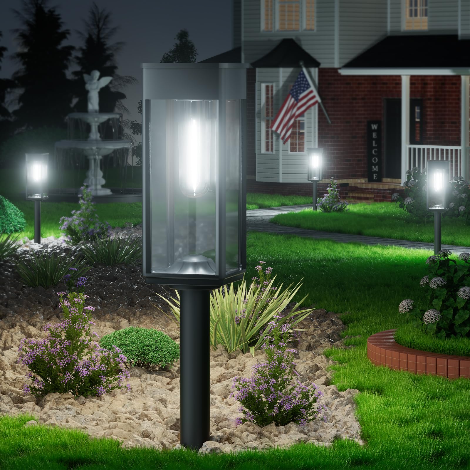 BITPOTT Bright Solar Lights Outdoor Waterproof IP65  4 Pack Pathway Lights Solar Powerd  Auto On/Off Solar Outdoor Lights for Path  Yard  Landscape  Lawn  Patio  Walkway  Driveway  Garden Decor
