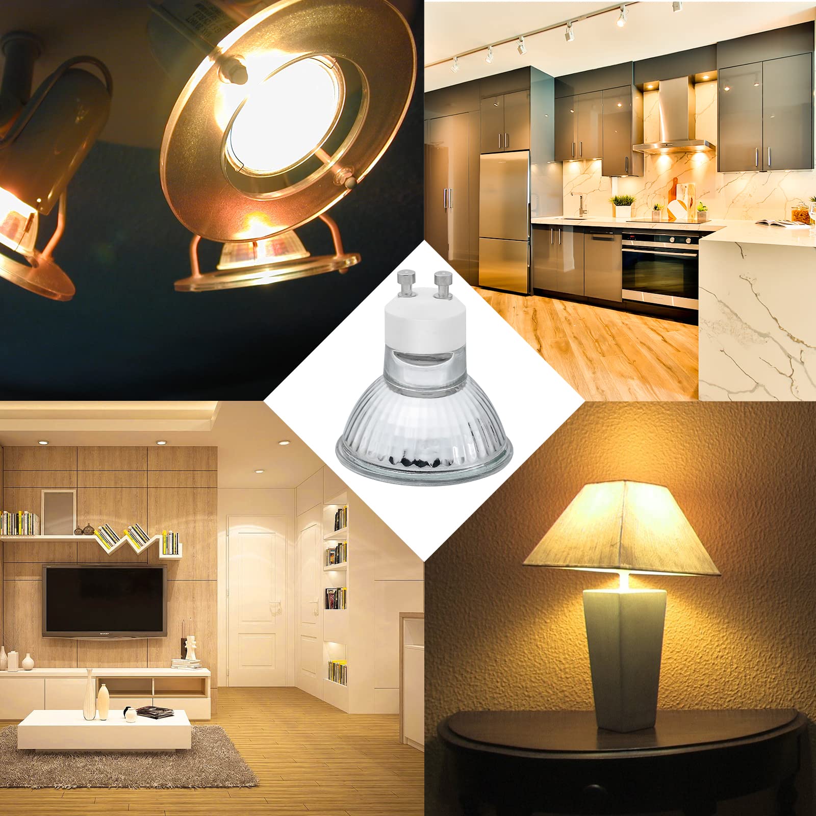 Ybek Gu10 Halogen Bulbs 50W 120V Mr16 For Track,Recessed,Accent Lighting,Ceiling Light,Range Hood, Dimmable Warm White, Pack Of 4