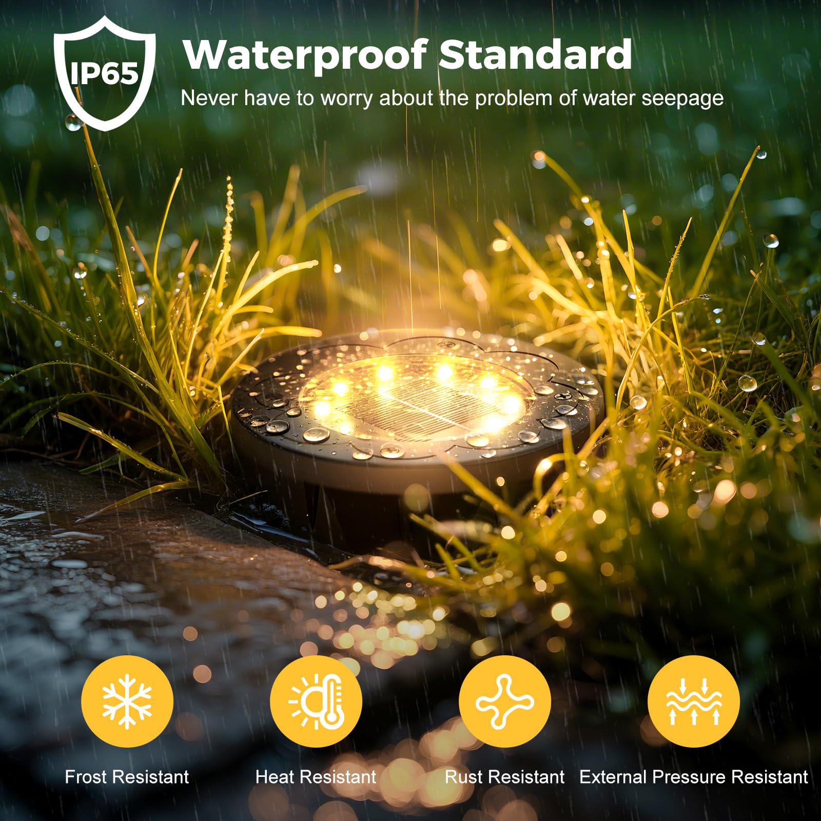 Brightown Solar In-Ground Lights, 12 Packs, Waterproof, Warm White, Model 12PC-In-Ground-WarmWhite, for Yard and Pathway