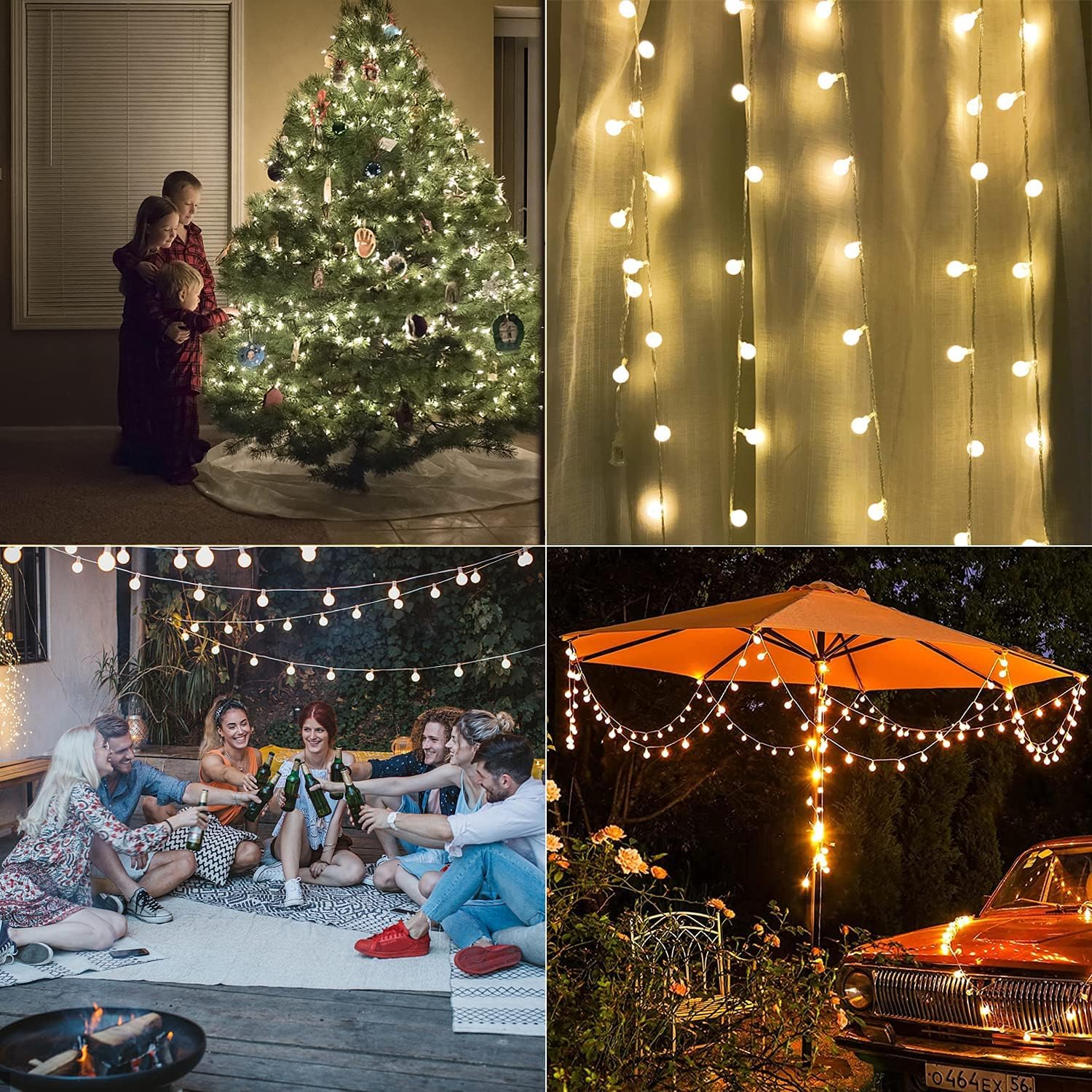 GHUSTAR Battery Operated LED Globe String Lights, 52FT 120LEDs, Warm White, 8 Modes, Waterproof, Remote for Home & Party Decor