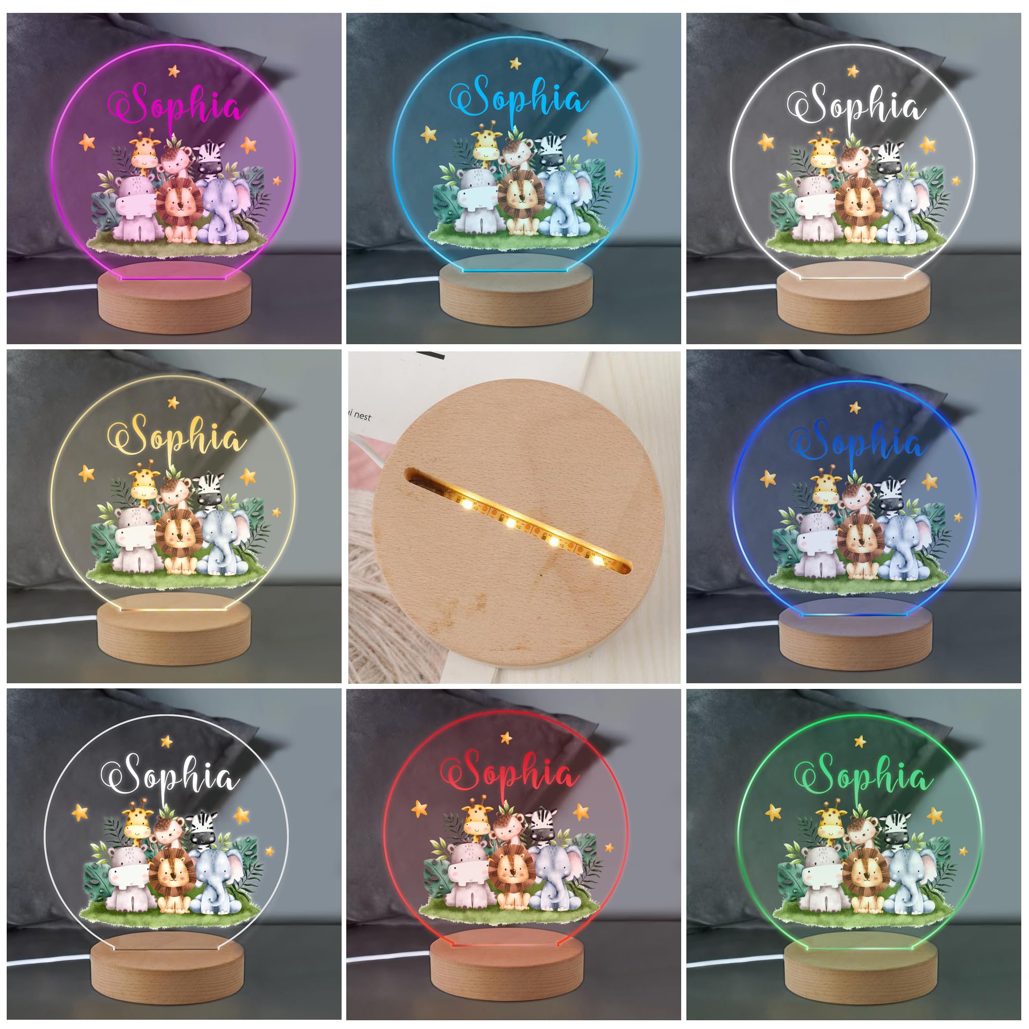 EDSG Personalized Night Light for Kids, 7 Colors LED, Acrylic, Model 151186-91-3, Design 3
