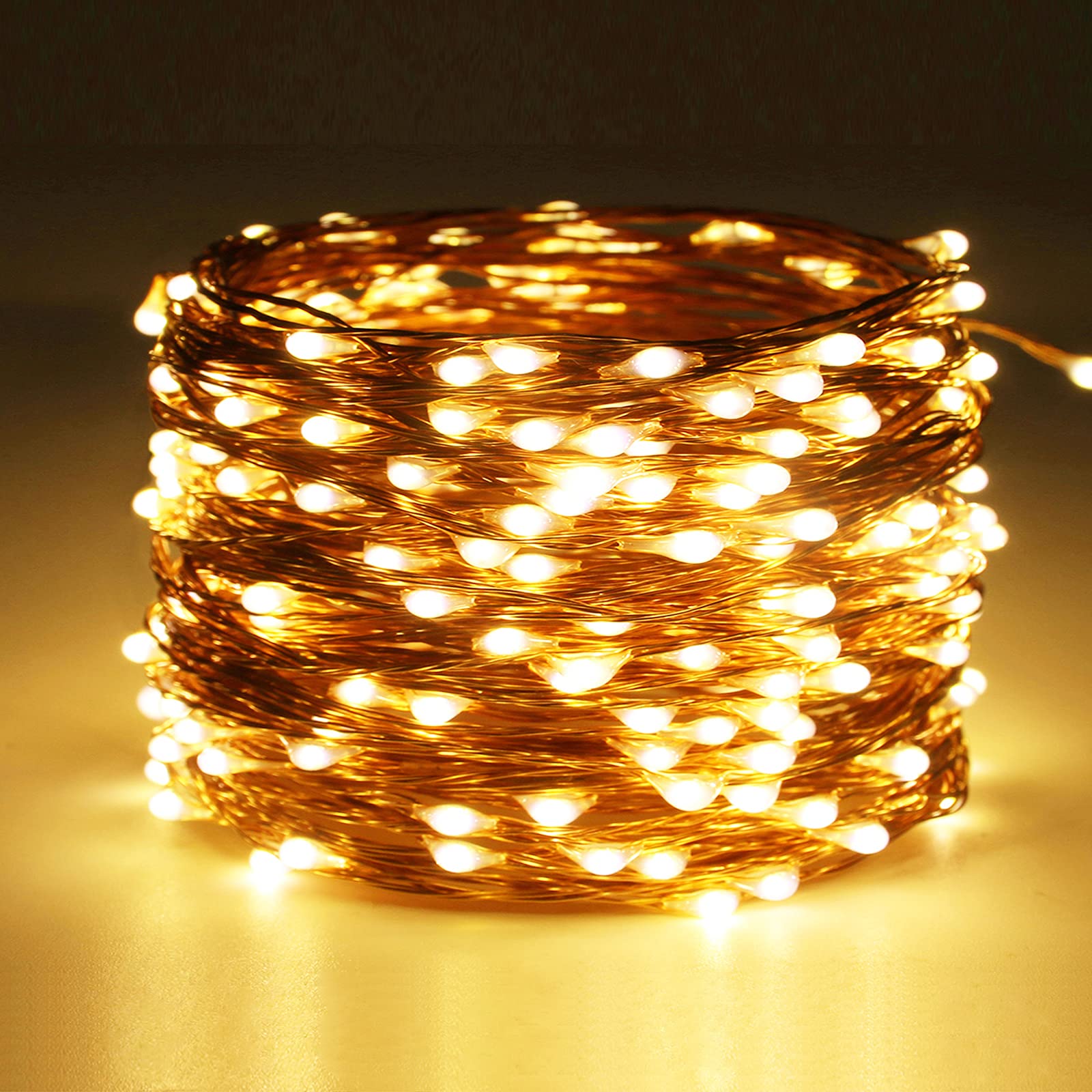 Ruichen 66Ft 200 Led Warm White Twinkle Fairy Lights With Remote - Copper Wire String Lights