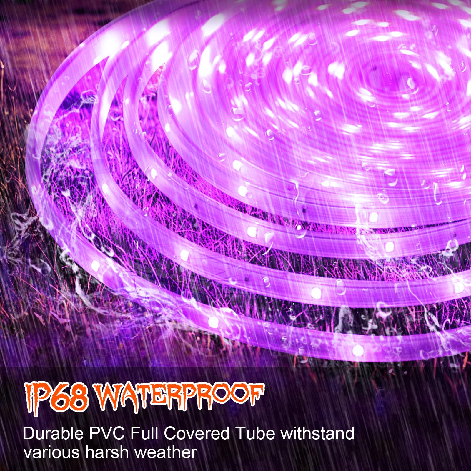 Solar Purple Lights Outdoor, 33Ft Purple Solar Strip Lights With Timer Remote Auto On/Off Self-Adhesive Halloween Rope Lights For Fence Yard Landscape Pathway Christmas Garden Decor