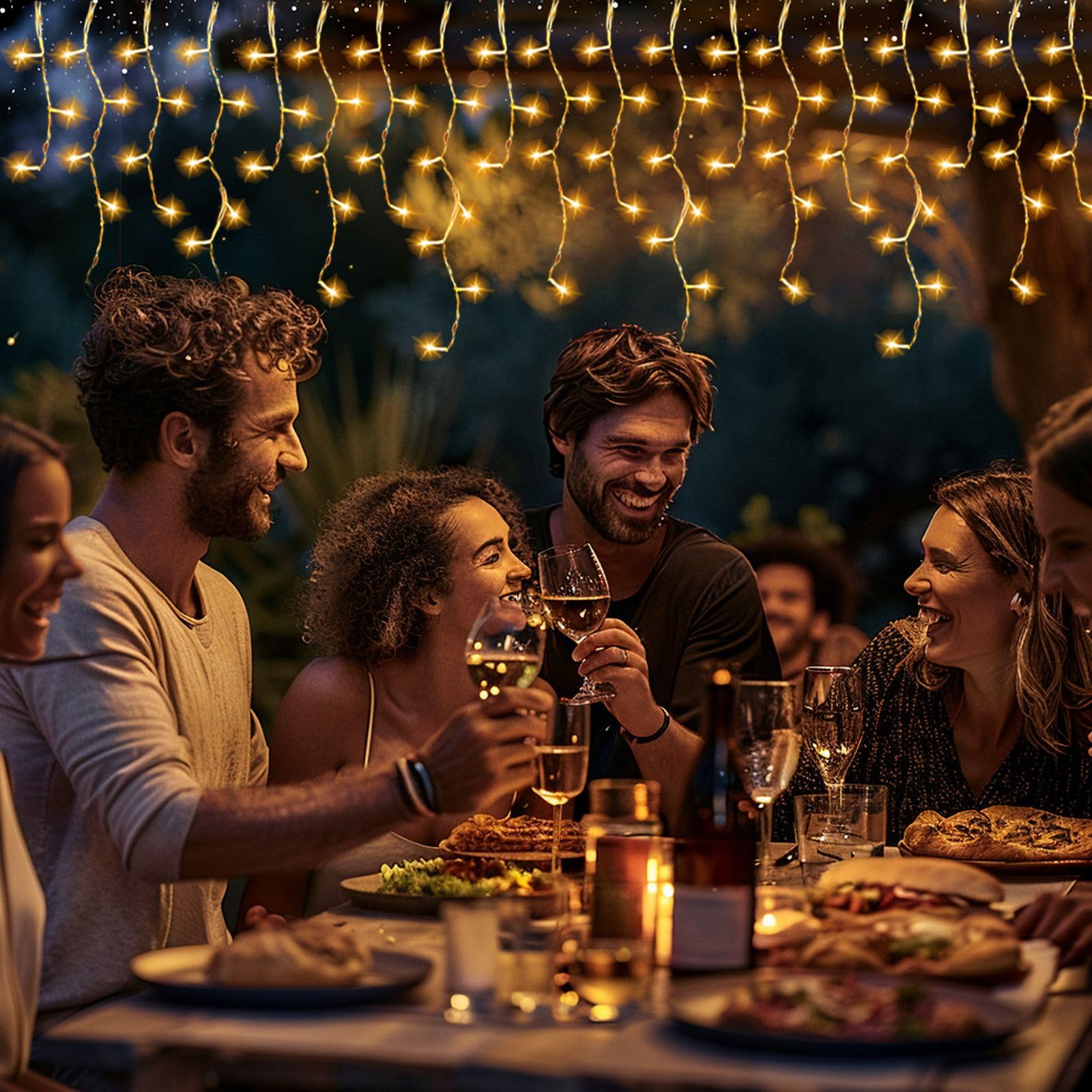 Ryblgled Solar Icicle Lights For Outside - 65Ft 506 Led Icicle Christmas Lights Outdoor Waterproof With Remote, Warm White Solar