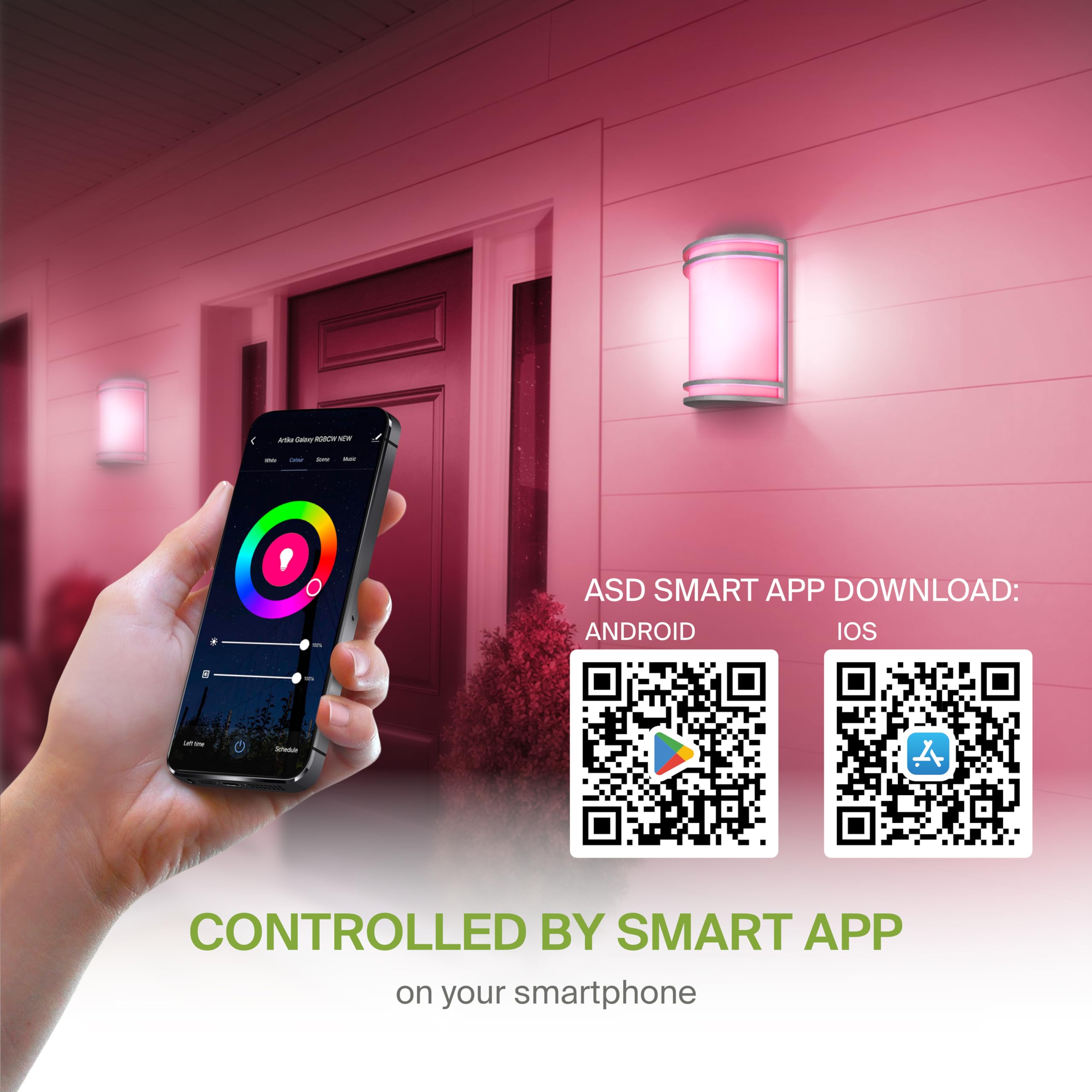 ASD 10 Inch Smart RGBW LED Wall Light Fixture - Brushed Nickel, Dimmable, Remote Control, Model A-LWS21MV10D15SR-NK