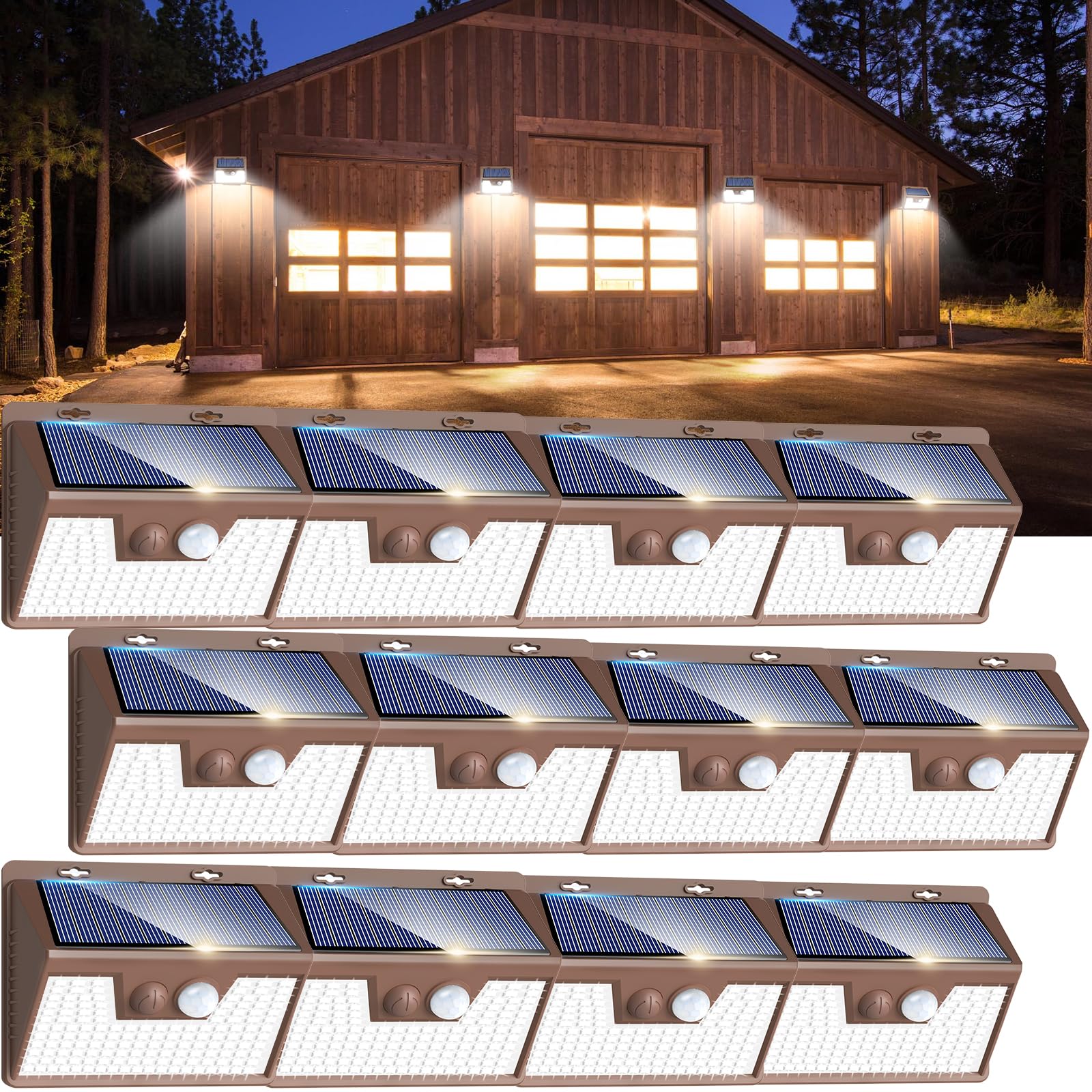 Peasur Solar Lights Outdoor Waterproof [12 Packs/140 LEDs], 3 Lighting Modes Solar Motion Sensor Light Outdoor, Ultra Bright Sec