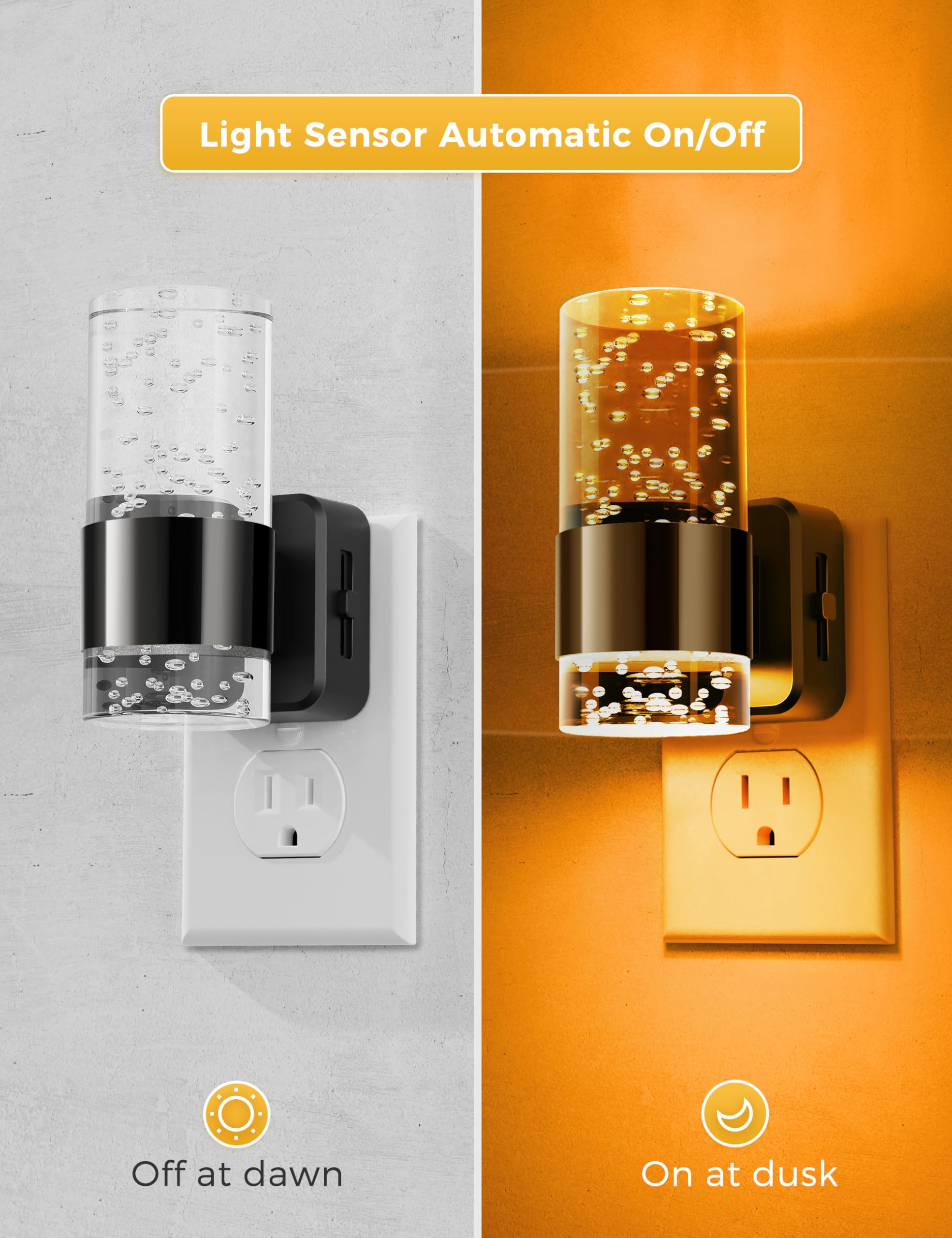 L Lohas Led Night Light,Dimmable Night Lights Plug Into Wall, Acrylic Nightlights With 0-100 Lm Adjustable Brightness, Amber Plu