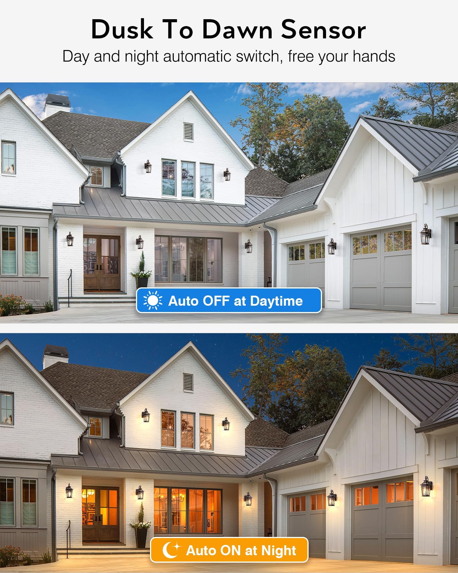 OPAXIS Outdoor Wall Lights 2-Pack, Oil Rubbed Bronze Dusk to Dawn Lantern, Modern Patio Sconce, Model P8105