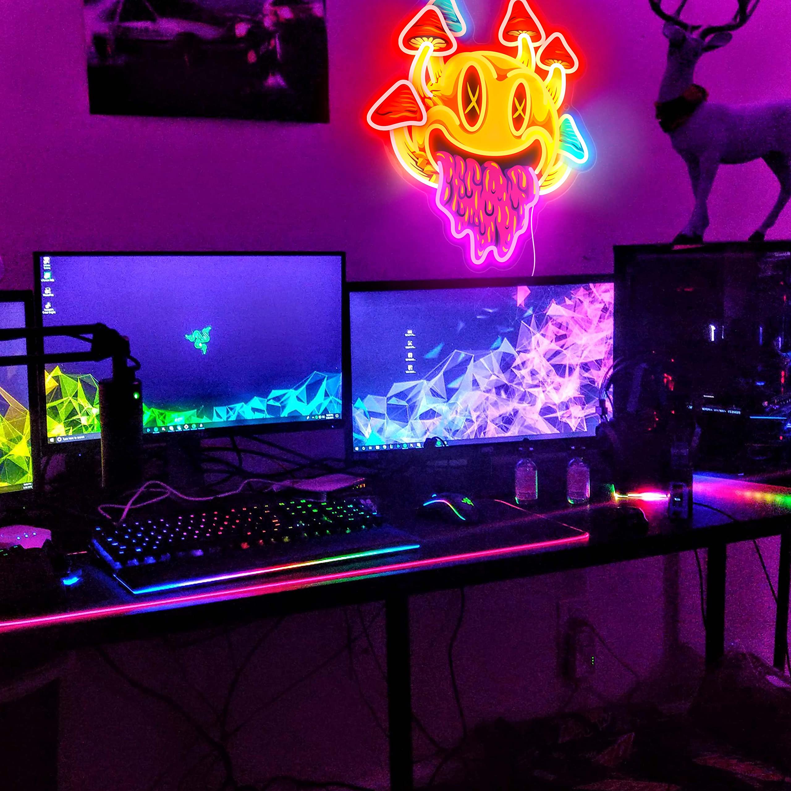 Ggk Neon Mushroom Sign - Trippy Aesthetic Room Decor For Halloween, Bedroom, Bar, Game Room