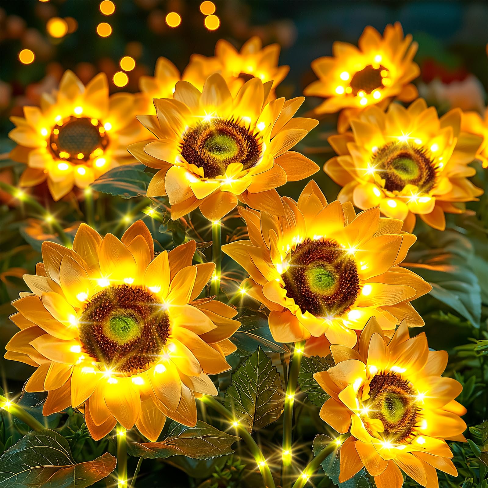 Sunflower Solar Lights Garden Decor: 8-Pack Artificial Led Solar Flower Lights Christmas Outdoor Decorations- Waterproof Decorative Light For Holiday Patio Yard Pathway - Xmas Gifts For Women Mom