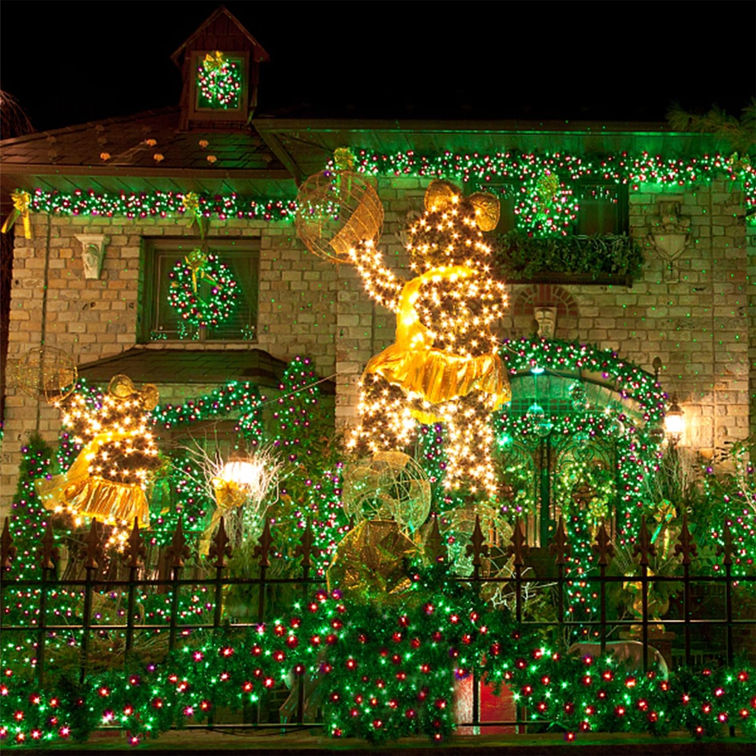 Waterglide 1000 Led Christmas String Lights, 328 Ft Green Wire Led Decorative Fairy Lights With Remote & 8 Modes, Waterproof For Outdoor Xmas Holiday Party Garden Wedding Home Decor, Red & Green