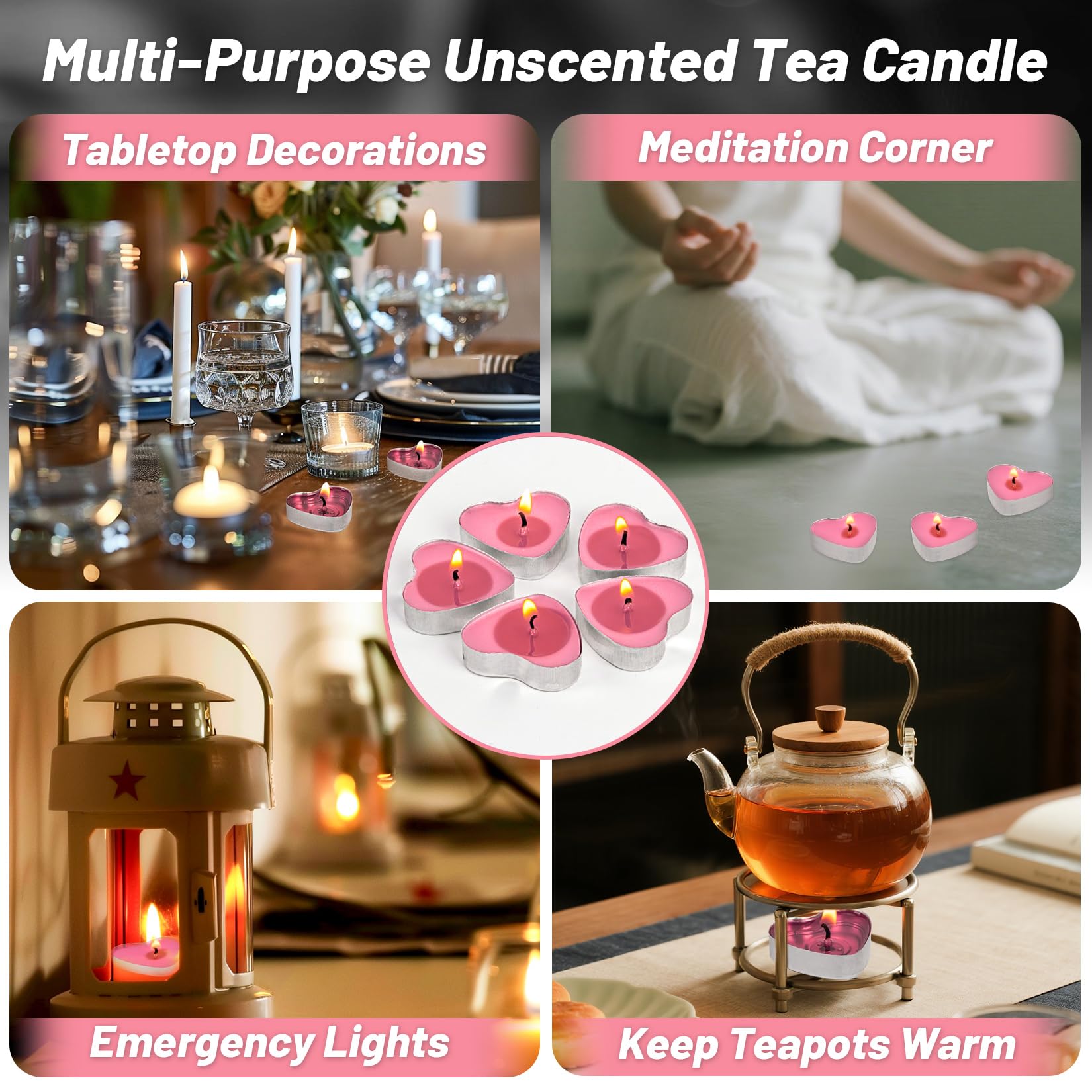 Maqihan Pink Tea Lights Candles- Pink Heart Shaped Tealight Candles - Soy Candle For Valentine  Dating  Weddings  Anniversaries  Candle Gift