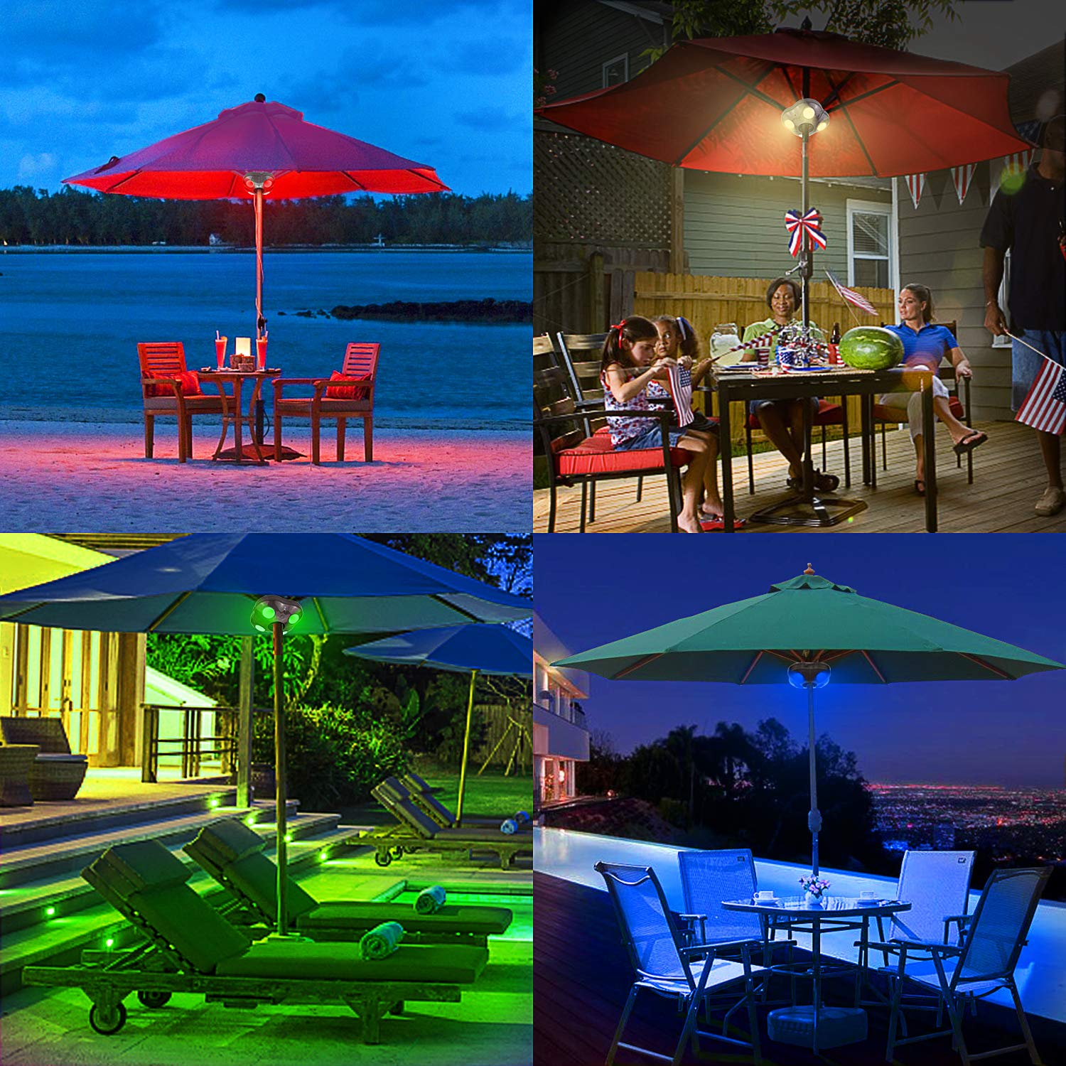 LUXSWAY Battery Operated Umbrella Light, 16 RGB Colors, Remote Control, Brown Plastic, Fits Offset Parasol Umbrella