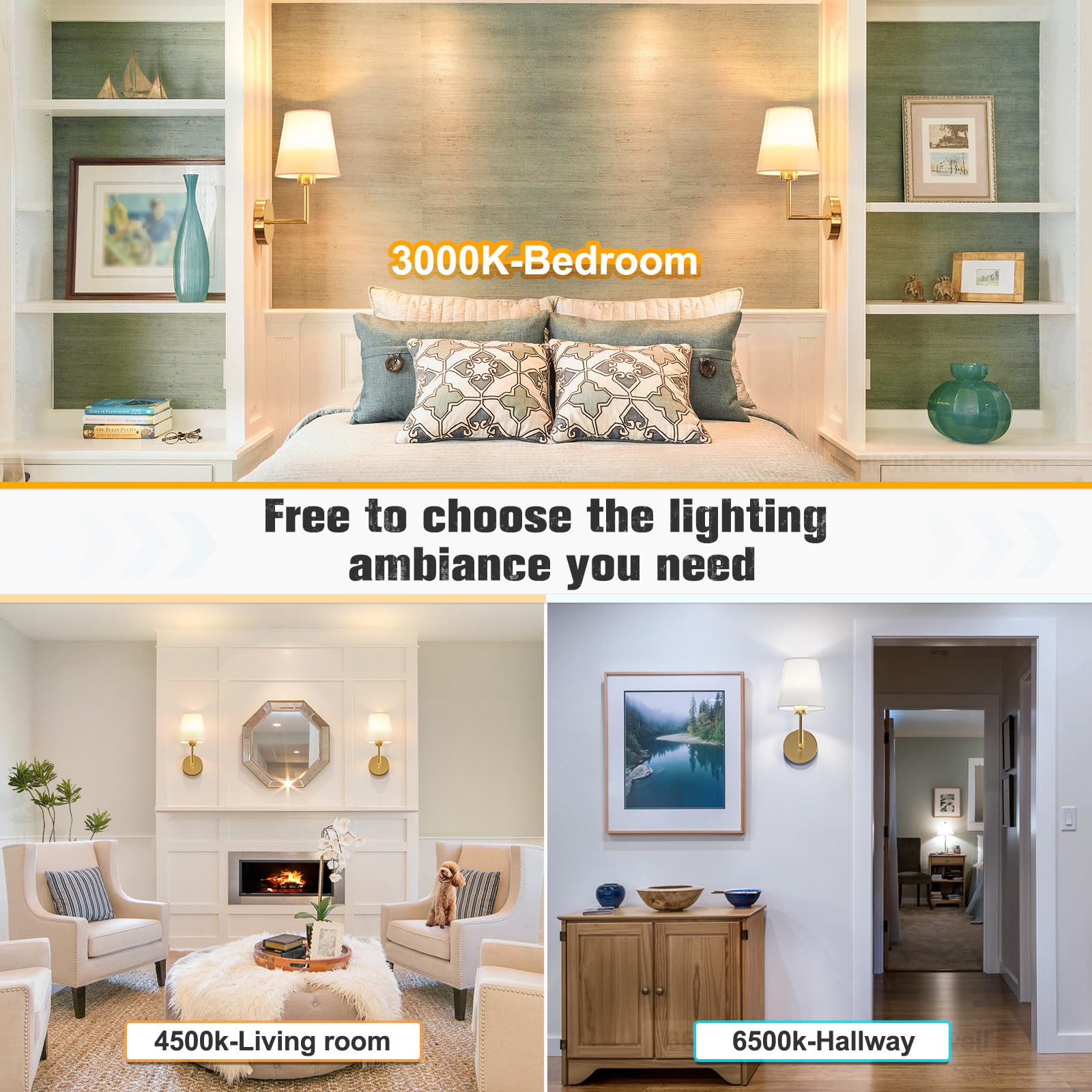 Volisun Battery Operated Wall Sconce Set Of Two,Gold Wireless Sconces With Romote And Rechargeable Bulbs,9 Colors Indoor Wireles