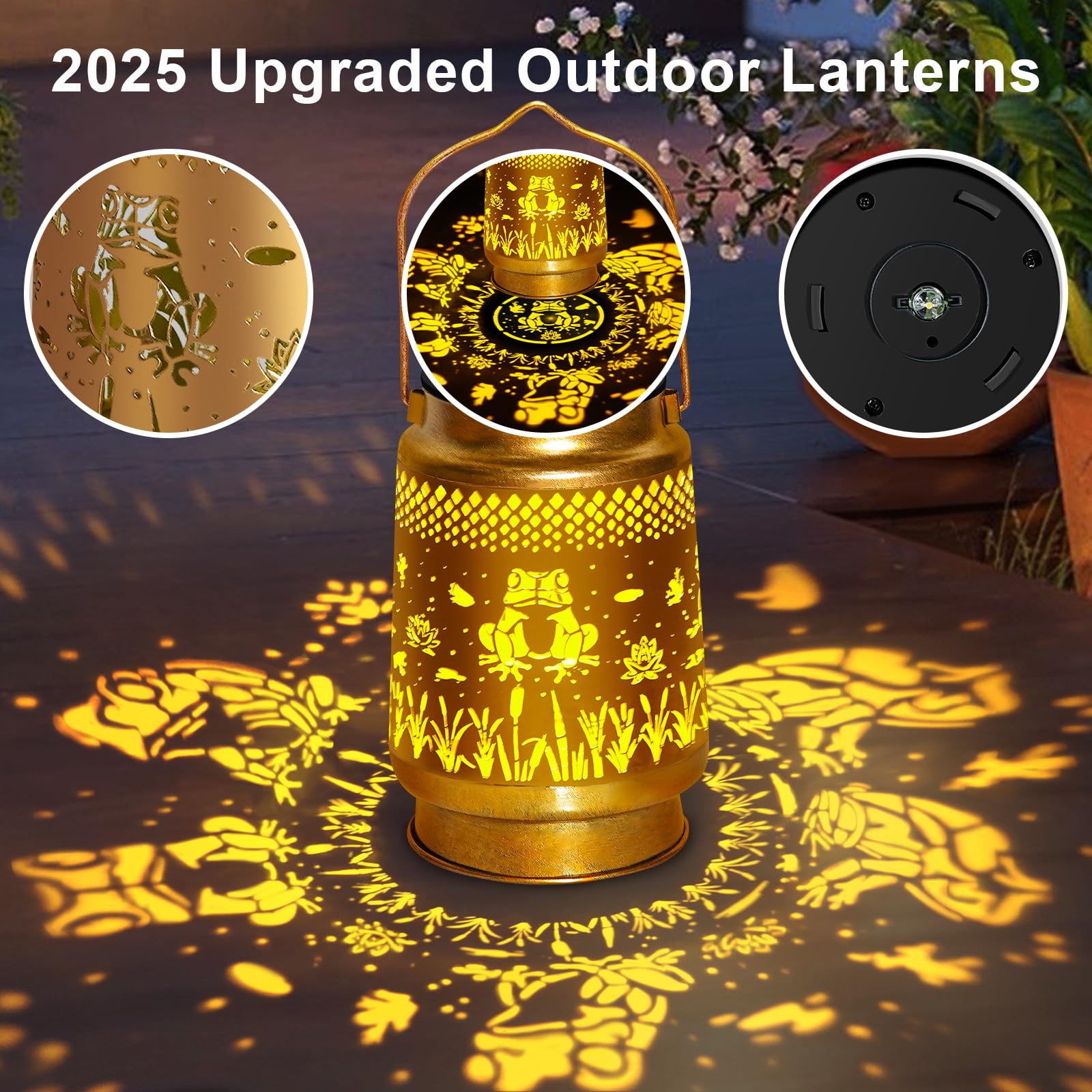 Solar Lanterns Outdoor Waterproof Hanging Solar Lights, Frog Garden Decor Birthday Gifts For Women Mom, Hanging Metal Garden Lig