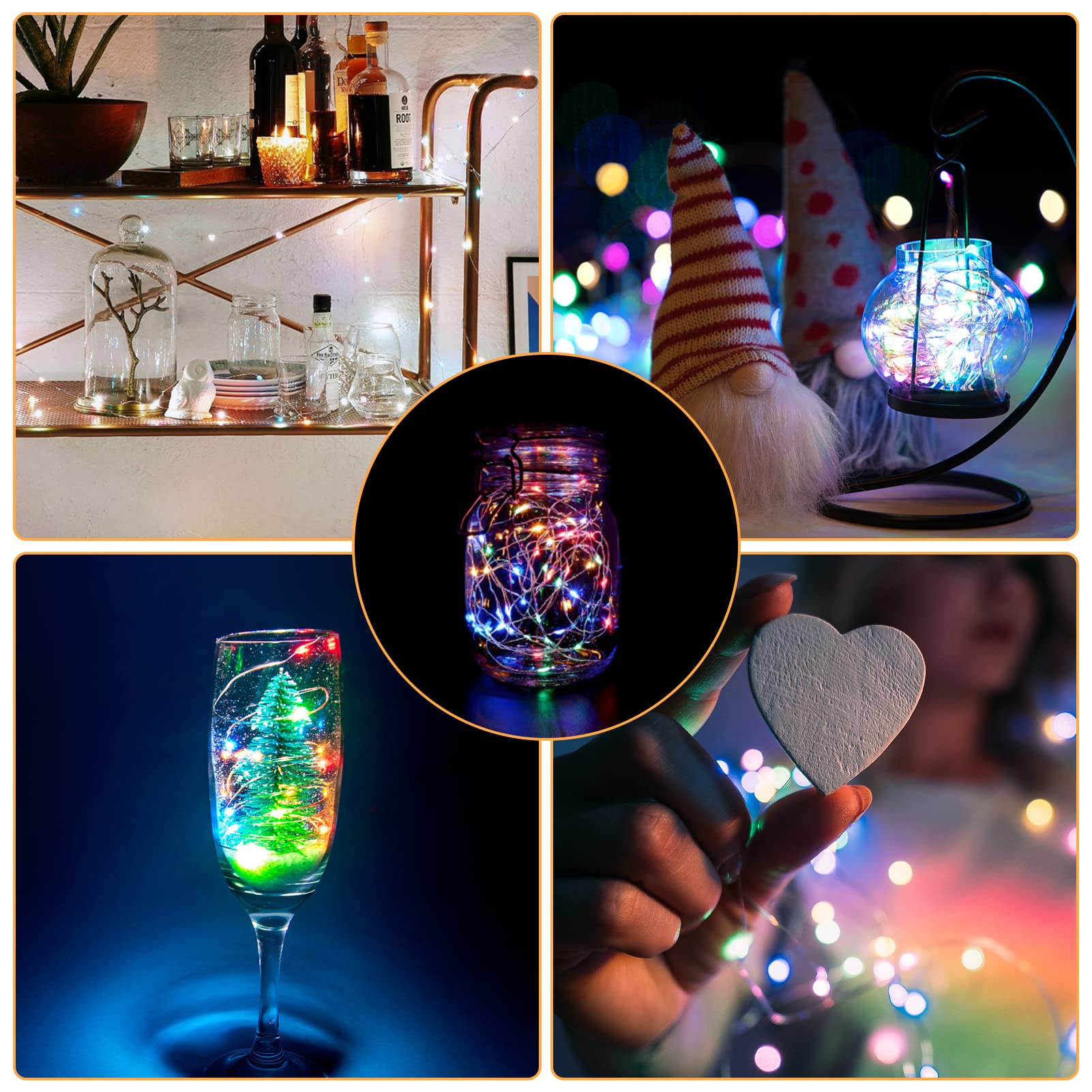 12 Pack Fairy Lights Battery Operated, 7Ft 20Led Multicolor Valentines Day Lights Battery Operated Waterproof Silver Wire For Diy Mason Jar Bedroom Party Birthday Wedding Christmas Decorations