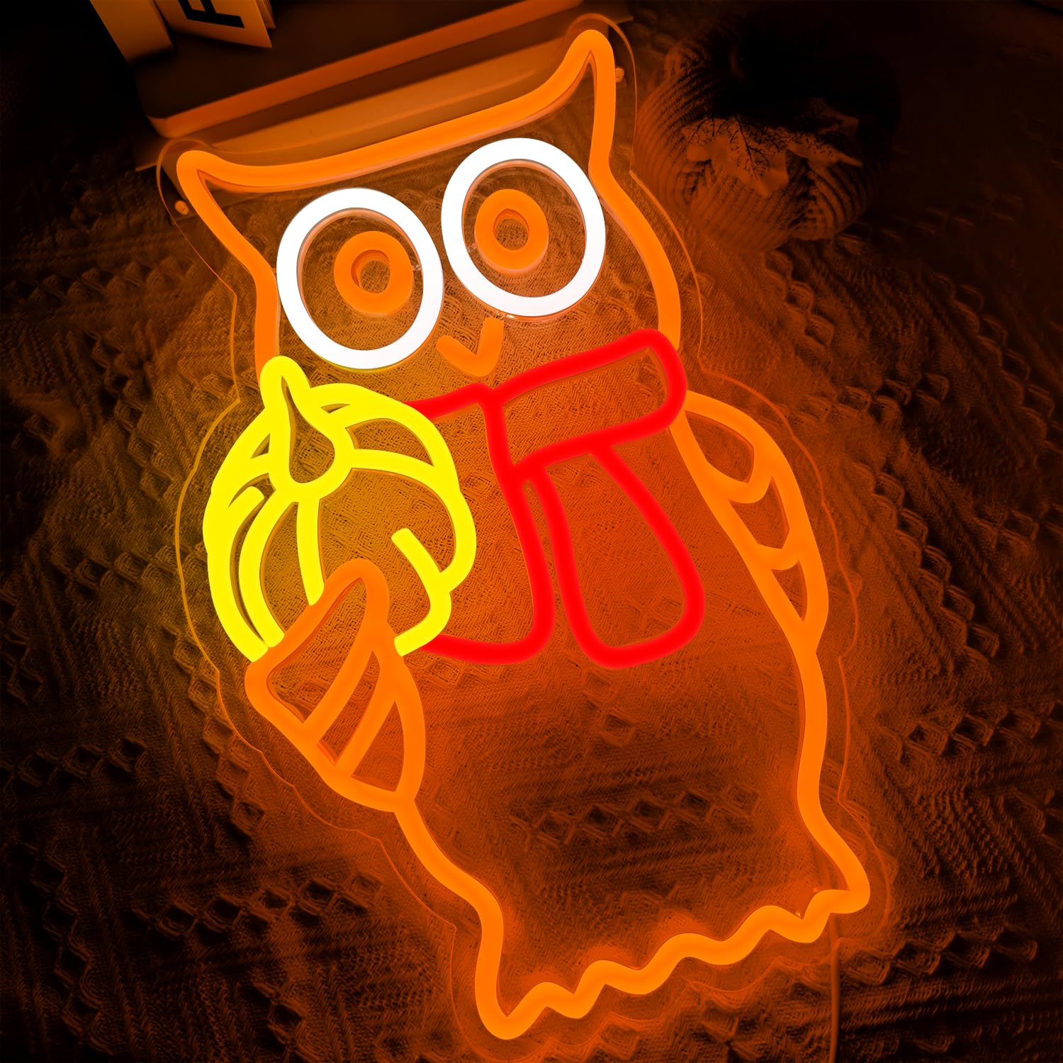 Owl Pumpkin Neon Sign Dimmable Thanksgiving Led Neon Signs For Wall Decor Fall Neon Light Up Sign For Thanksgiving Kitchen Bedroom Living Room Christmas Party Present