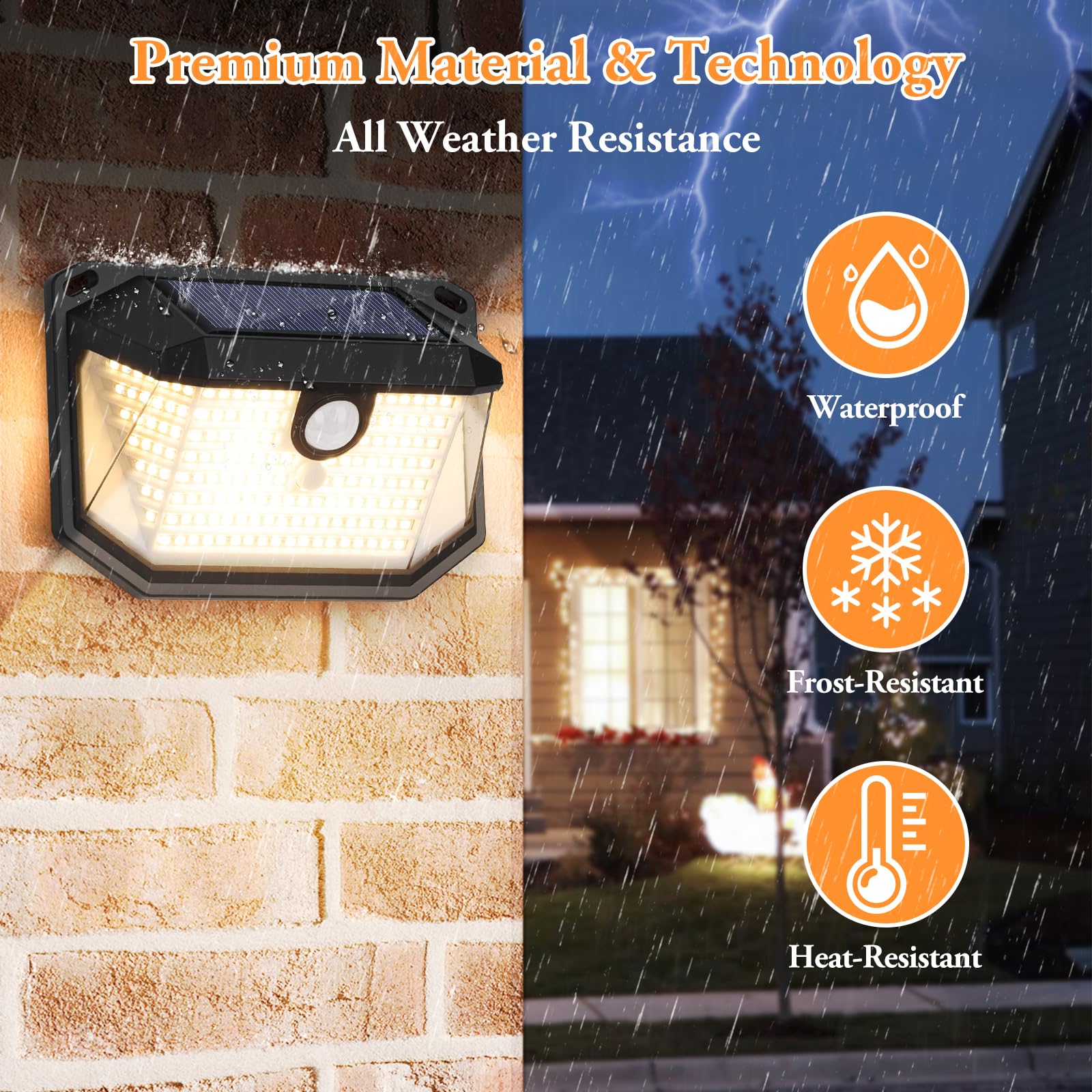 Brightever 2-Pack Solar Outdoor Lights, Super Bright Motion Sensor, Warm White, Model HSG-T22, LED Security Wall Lights for House & Porch