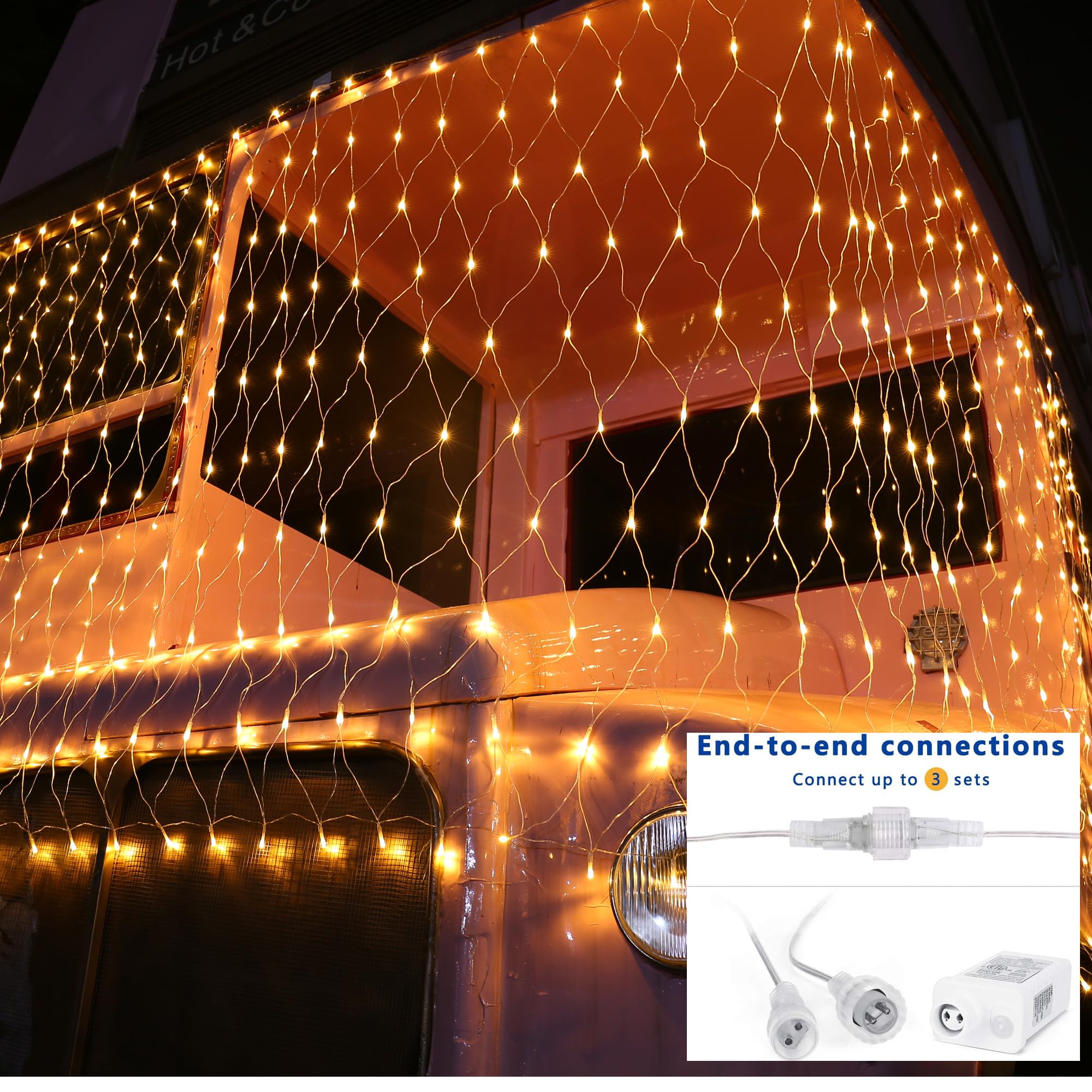 Joomer Christmas Net Lights - 2Pack 12Ft X 5Ft 360 Led Plug-In Mesh Lights, Waterproof With 8 Modes, Timer, Connectable For Bush