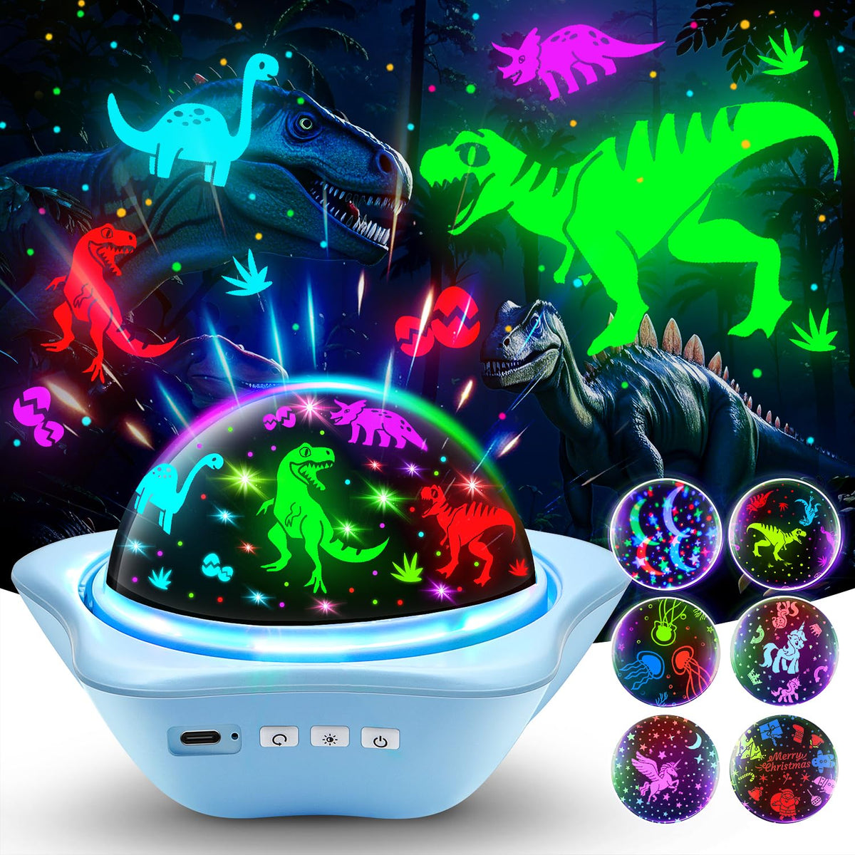 Dinosaur Toys For Kids Gifts, 6 Films-360Rotating Stars For Ceiling Projector For Kids Room Decor For Boys 3 Year Old Boy Gifts,