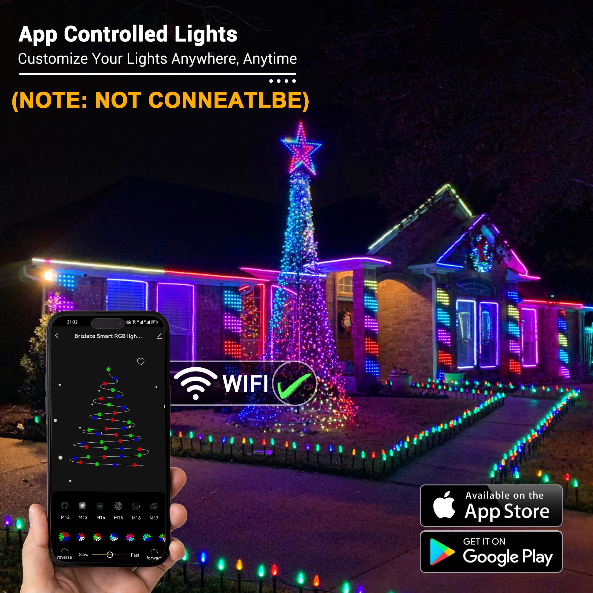 Brizled Smart C9 Christmas Lights, 39FT 60 LED RGB, WiFi App Control, Compatible with Alexa/Google Home, Indoor/Outdoor Decor
