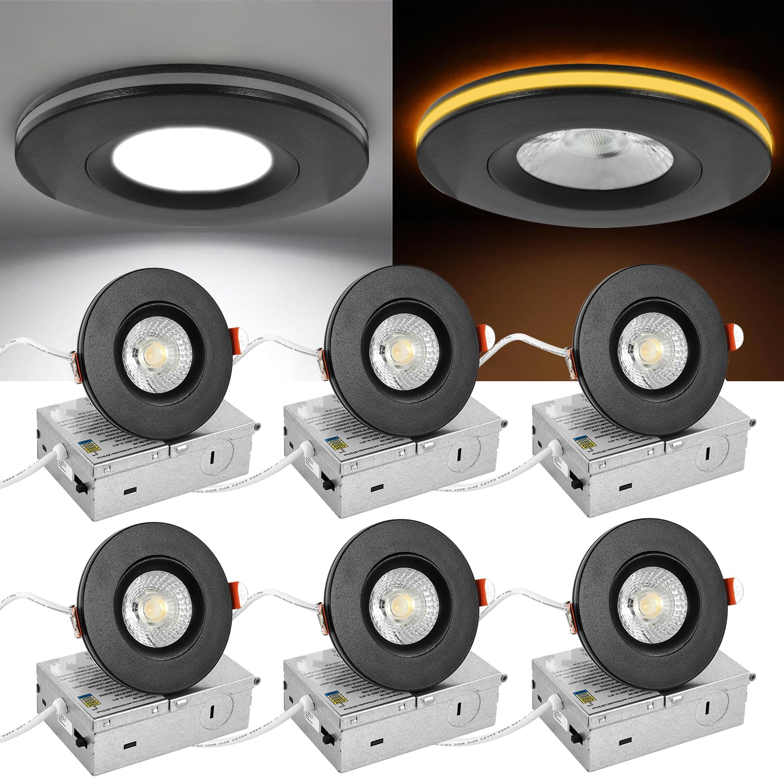 Wembanma 3 Inch Gimbal LED Recessed Light, 8W CRI90 Indoor Spotlight, 360 Rotation Wafter Light 750LM, 5CCT Dimmable Canless Sof