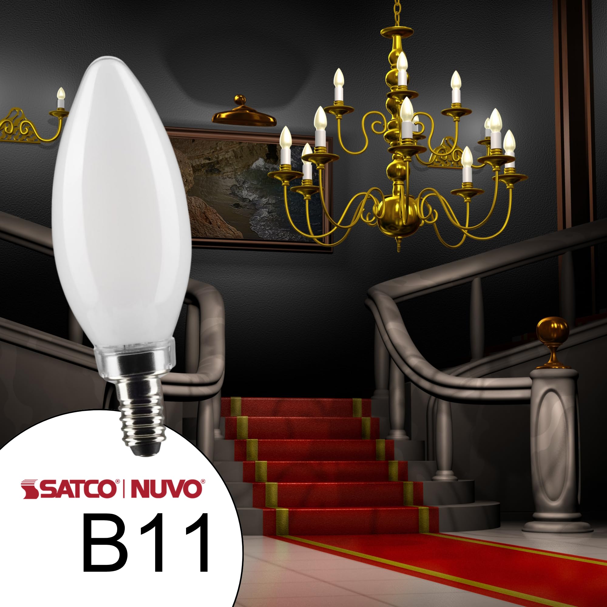 Satco 5.5B11/Led/927/Fr/120V/E12 - Part Number S21278-5.5 Watt Led B11 Frosted Bulb, 90 Cri, 2700K Warm White, 120 Volt (2 Pack)