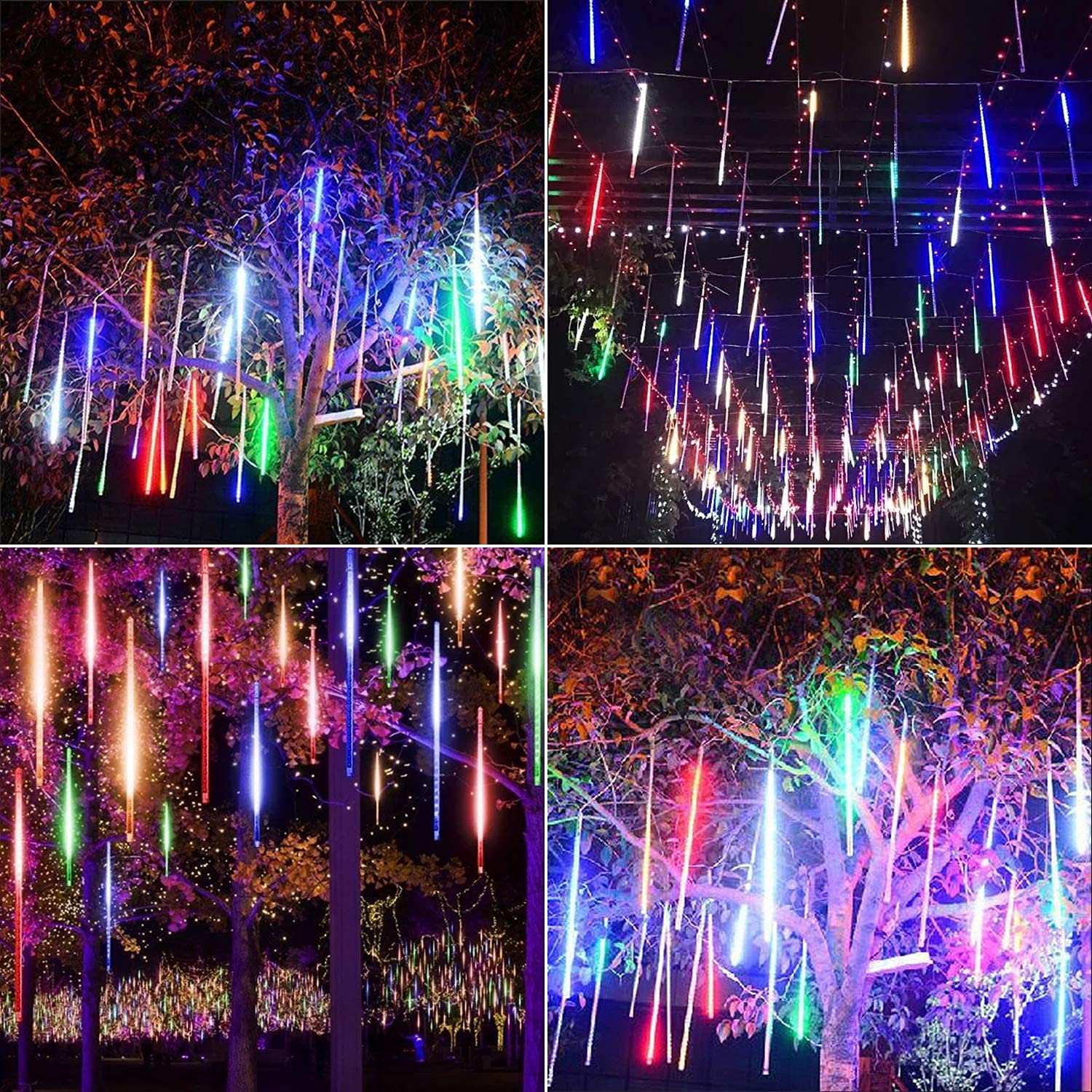Minetom Meteor Shower Icicle Christmas Lights Outdoor, 11.8 Inches 10 Tubes 240 Led Dropping Lights Connectable, Hanging Falling