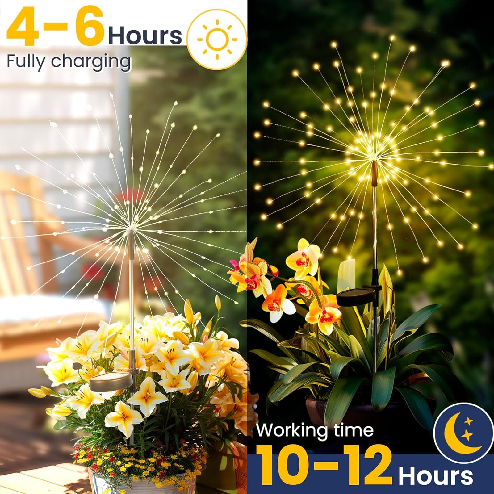 4 Pack Solar Firework Lights 150 Led Create Magical Nights, Waterproof Starburst Fairy Lights For Garden Yard Patio Christmas Ro