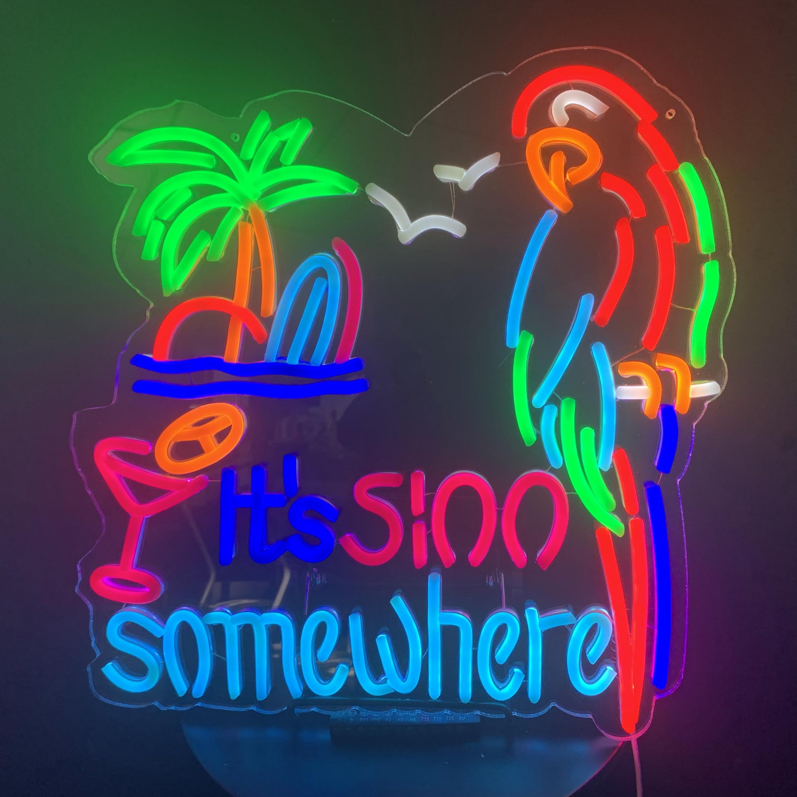 Ldgj Its 5 OClock Somewhere 5:00 Neon Light Sign Home malt-inspired Bar Pub Recreation Room Game Lights Windows Glass Wall Signs Party Birthday Bedroom Bedside Table Decoration Gifts Led