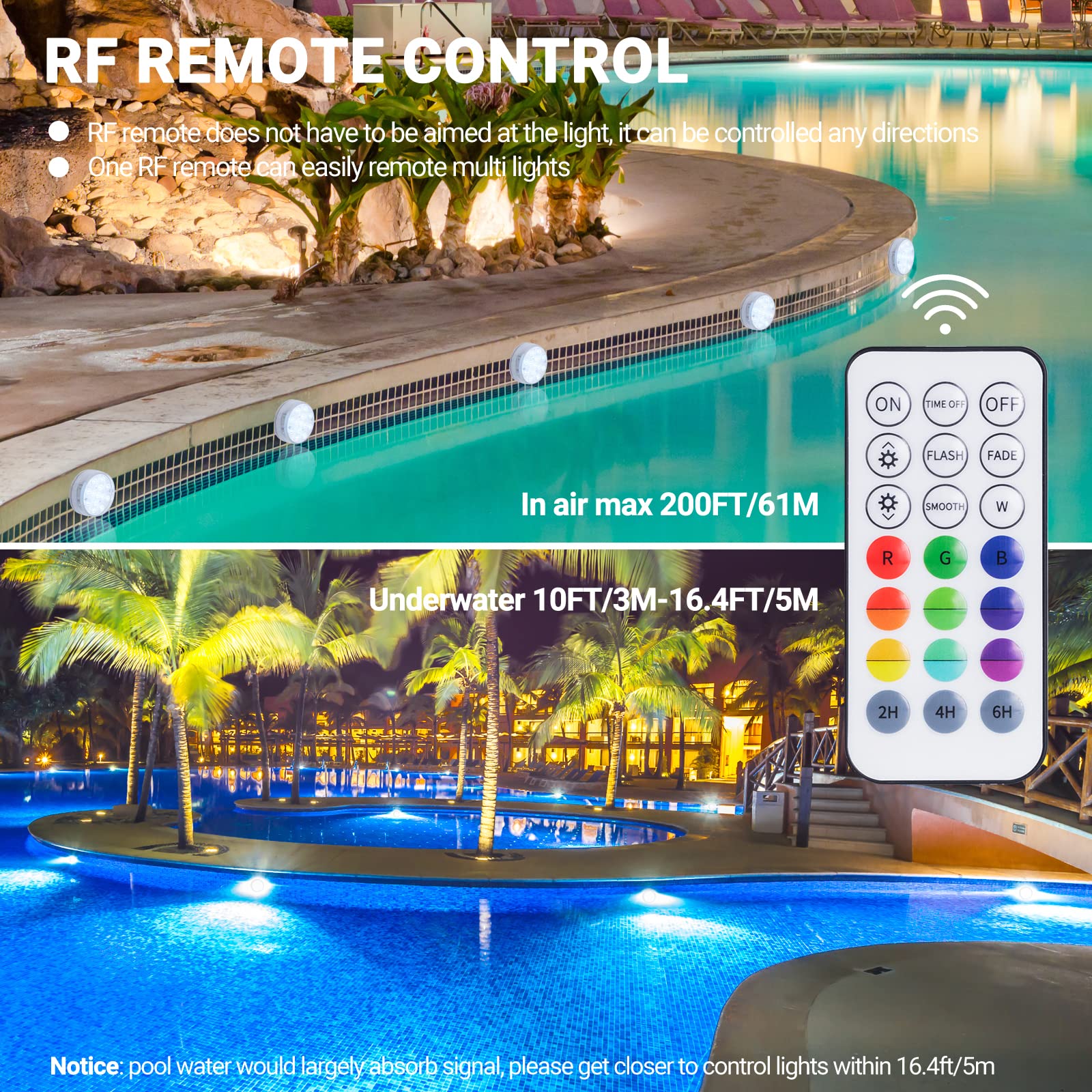 LOFTEK Submersible LED Lights with Remote, IP68 Waterproof, 13 Color Changing, 1-Pack, for Bathtub, Shower, Hot Tub, Spa, Party