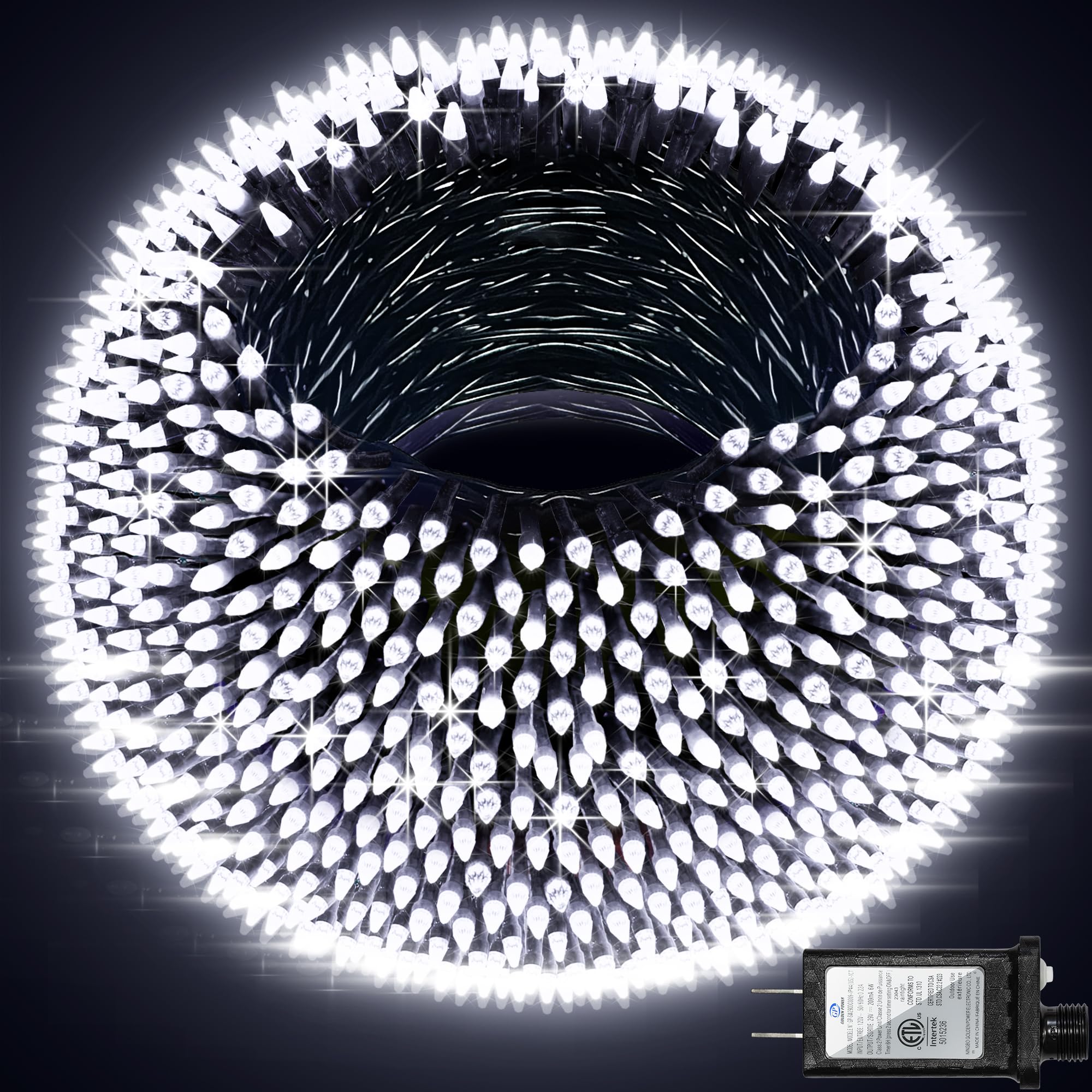 QUHUATU 1500 LED String Lights, 492FT, Green Wire, Timer Memory, Cool White for Indoor/Outdoor Christmas Decor