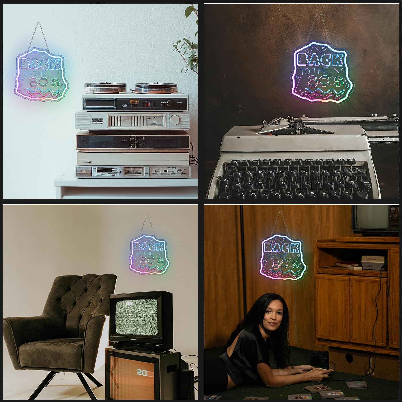 Jurong Back To The 80S Neon Signs For Wall Decor  Rgb Dynamic Dimmable Led Light Up Sign  Usb Powered Neon Sign  For Home  Party  Gift  Office  Bedroom  Retro Lovers