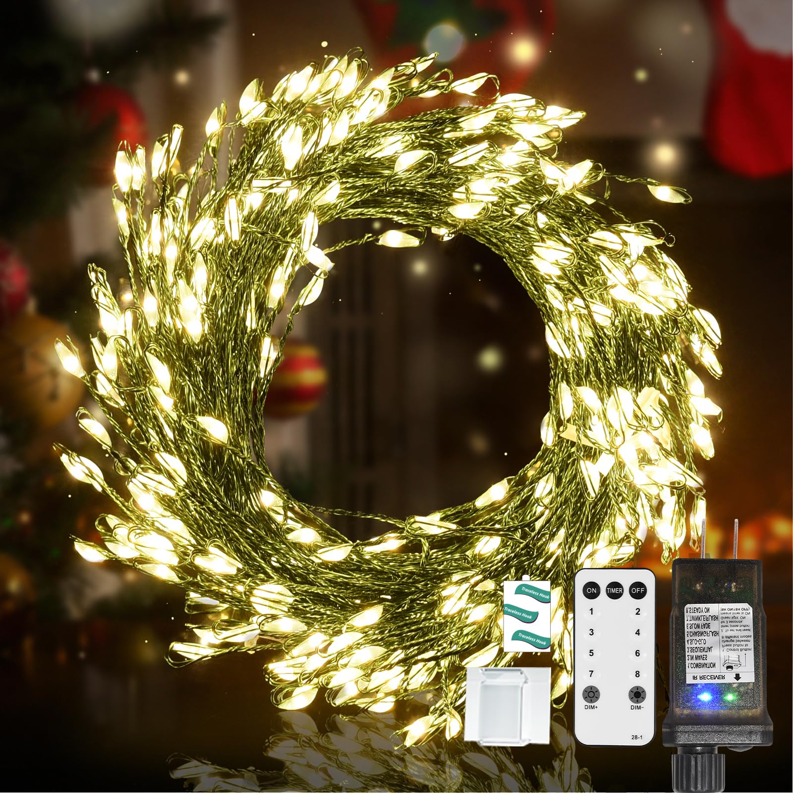 Dailyart Fairy Lights Plug in 300 Led Fairy Lights with Remote 26Ft Fairy Lights with Timer 8 Modes Fairy Lights for Bedroom Wre
