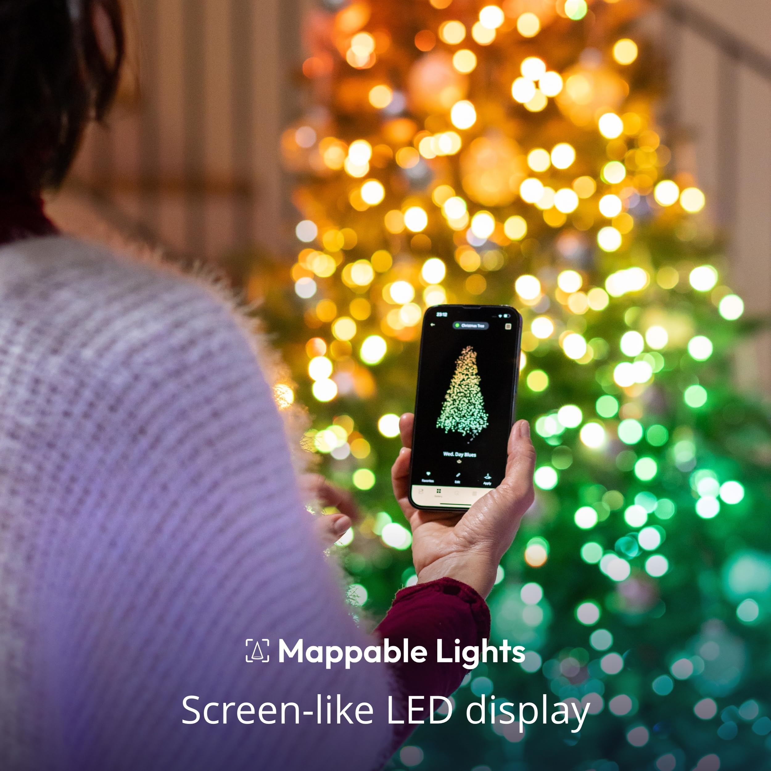 Twinkly 250 LED RGB+White Smart Light String, 65ft Green Wire, IP44, Mappable, Compatible with Alexa & Google Home