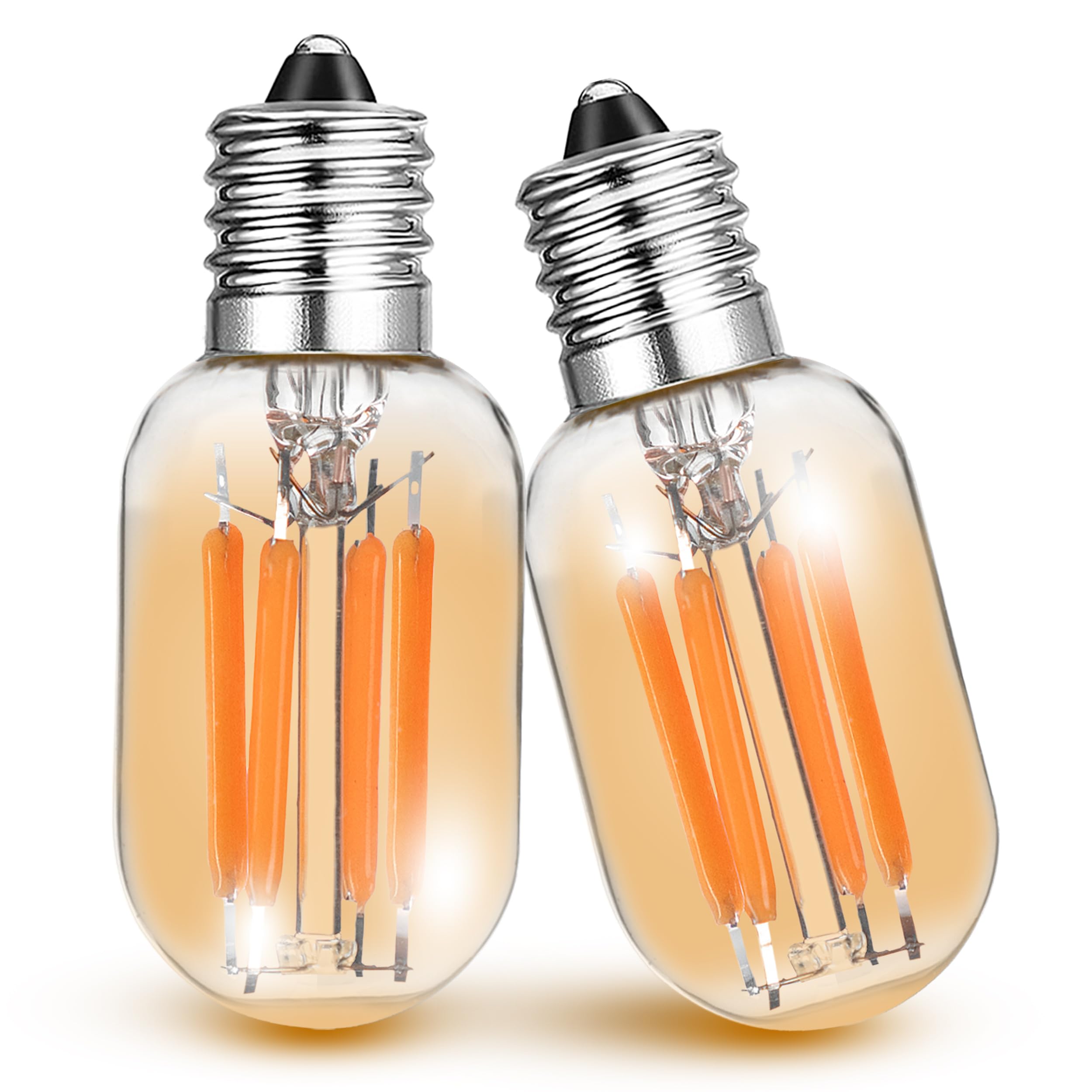 Xyanmc E12 Night Light Bulbs 15W-20W Equivalent  2200k Warm Amber Sleep Light Bulb  T22 E12 Candelabra Base Salt lamp Bulb 2W 200lm for String Light Decorative Bulb Chandeliers Bedside Bulbs (2 Pack)