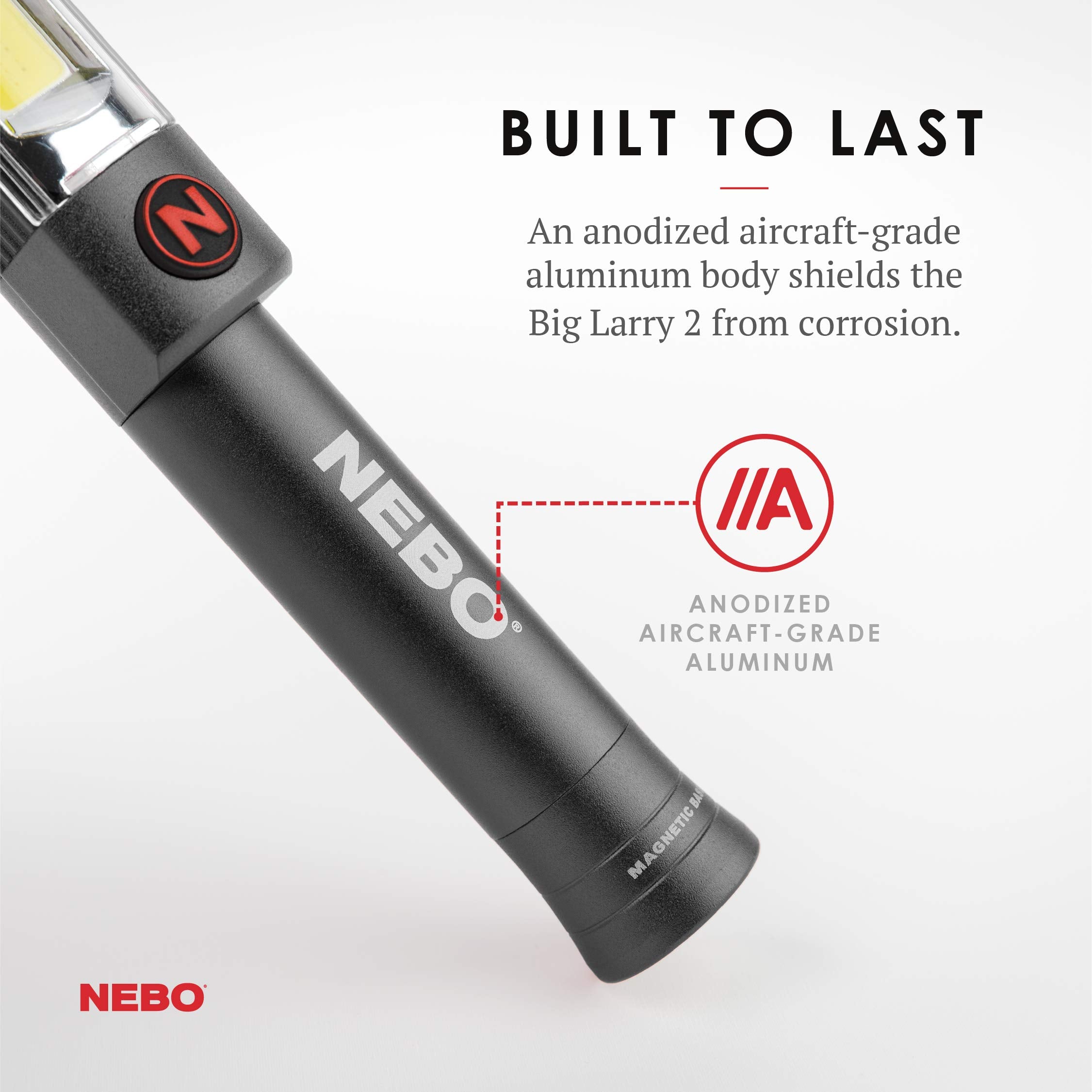 NEBO 500 Lumen Work Light, 200 Lumen Flashlight, Anodized Aluminum, Magnetic Base, Gray, Model SG_B07K2HWH5J_US