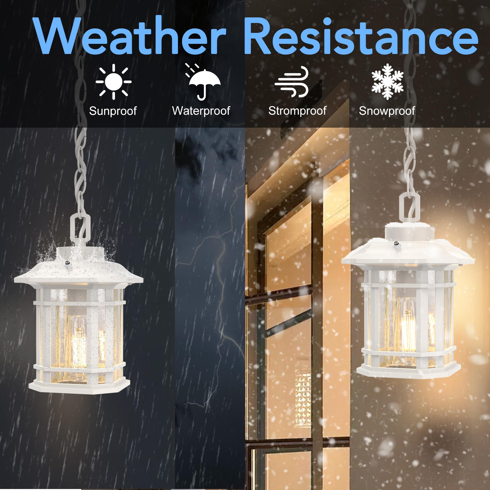 Wihtu Dusk To Dawn Outdoor Pendant Lights For Porch,Anti-Rust Aluminum Exterior Hanging Light Fixture, Farmhouse Chandelier Ceil