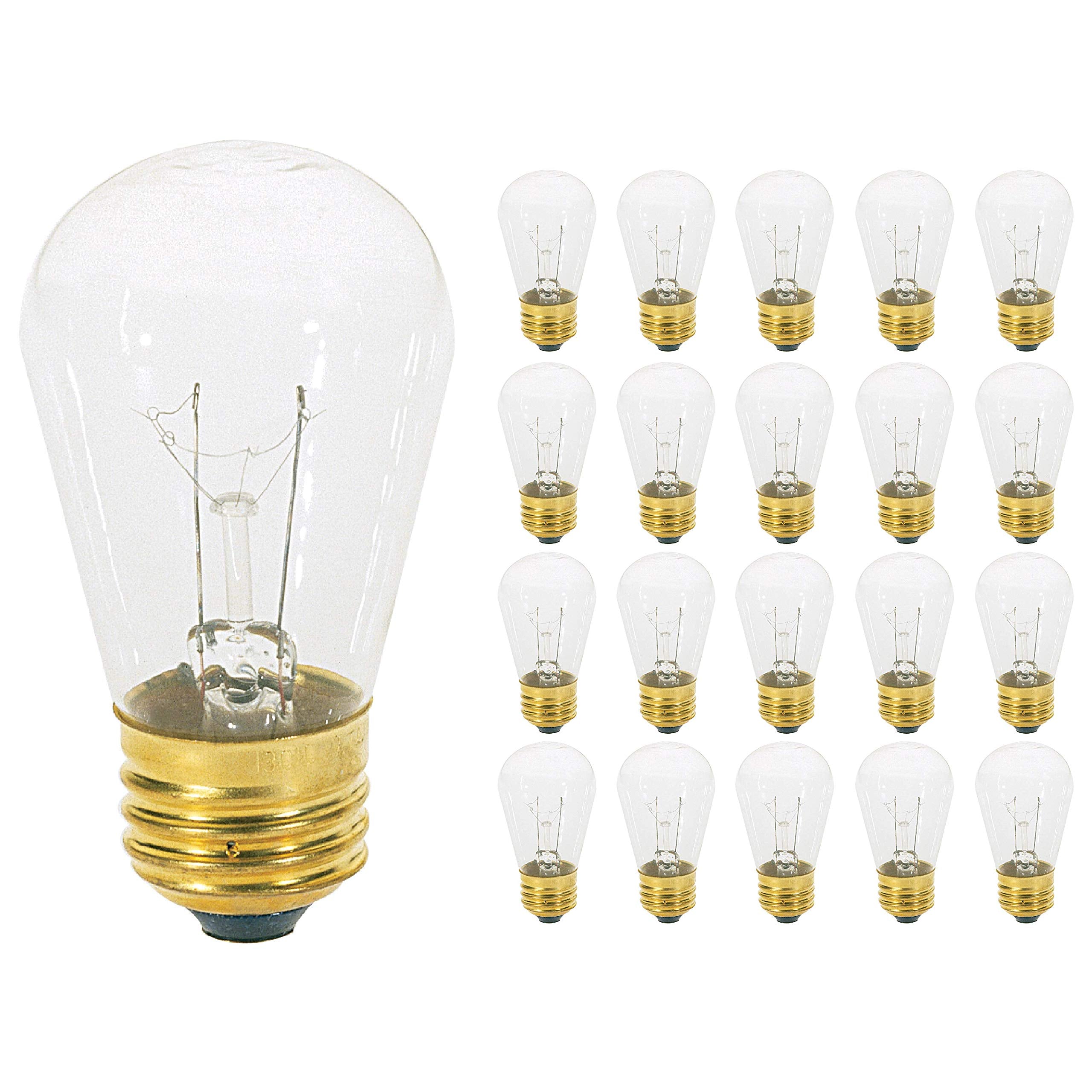 11S14/C, 11-Watt S14 Replacement Incandescent, Clear Glass Light Bulbs, 2700K Warm White, Dimmable, E26 Medium Base, Use Display
