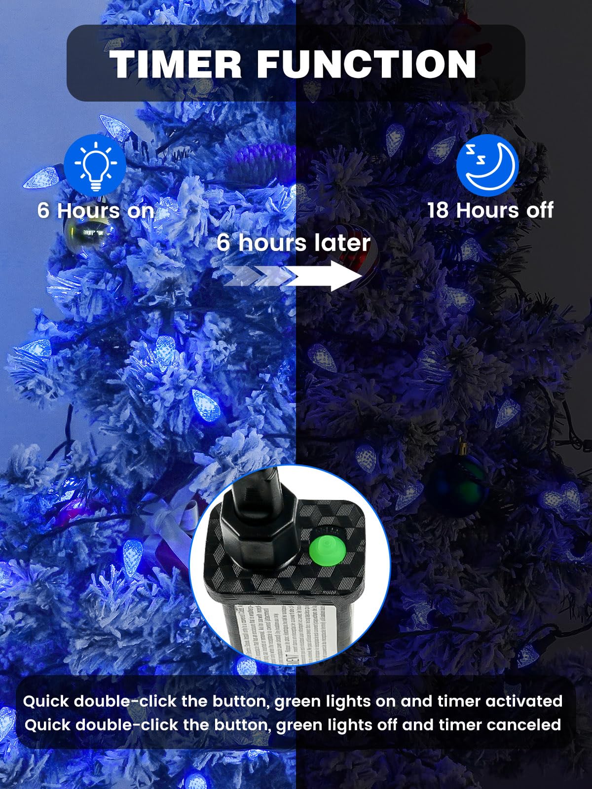 2 Pack C6 Christmas Lights Outdoor Indoor  Total 200 Led 66 Ft Connectable Christmas String Lights With Timer & 13 Modes  Waterproof Twinkle Light For Xmas Tree Yards Party Wedding Decorations (Blue)