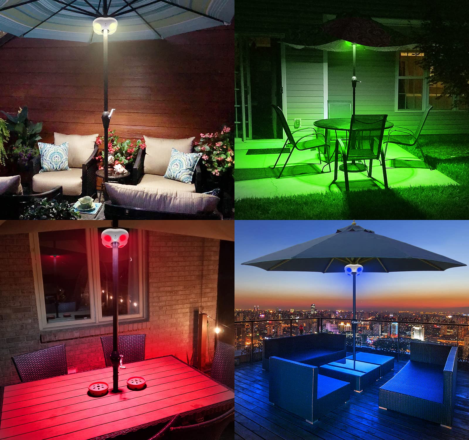 Honwell Patio Umbrella Lights Outdoor Umbrella Pole Light Battery Operated Cordless 12 Color Changing Umbrella Light With Remote