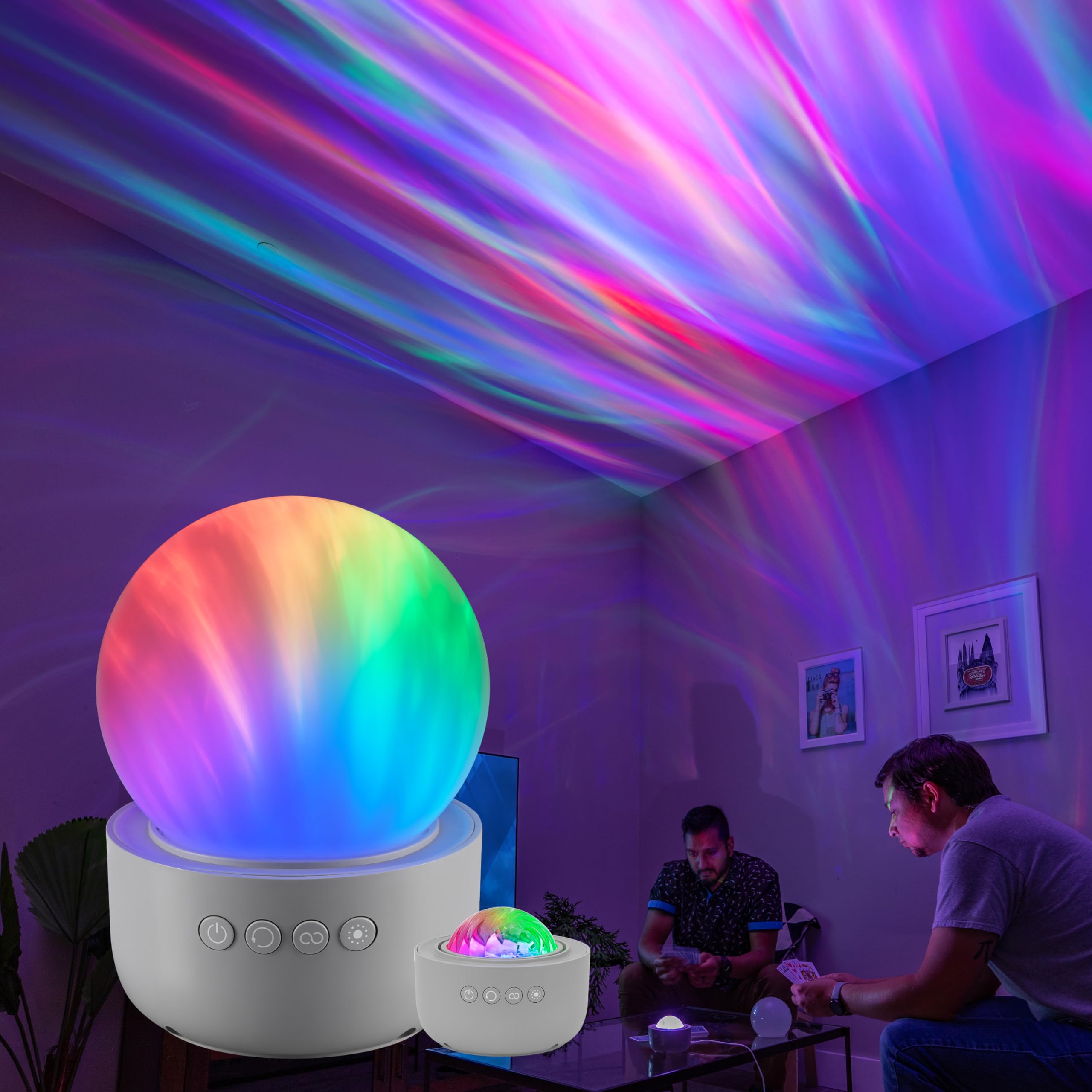 Enbrighten Aurora Crystal-Ball Galaxy Projector - Space, Nebula & Star Night Light with Northern Lights Effect - Tabletop Light 