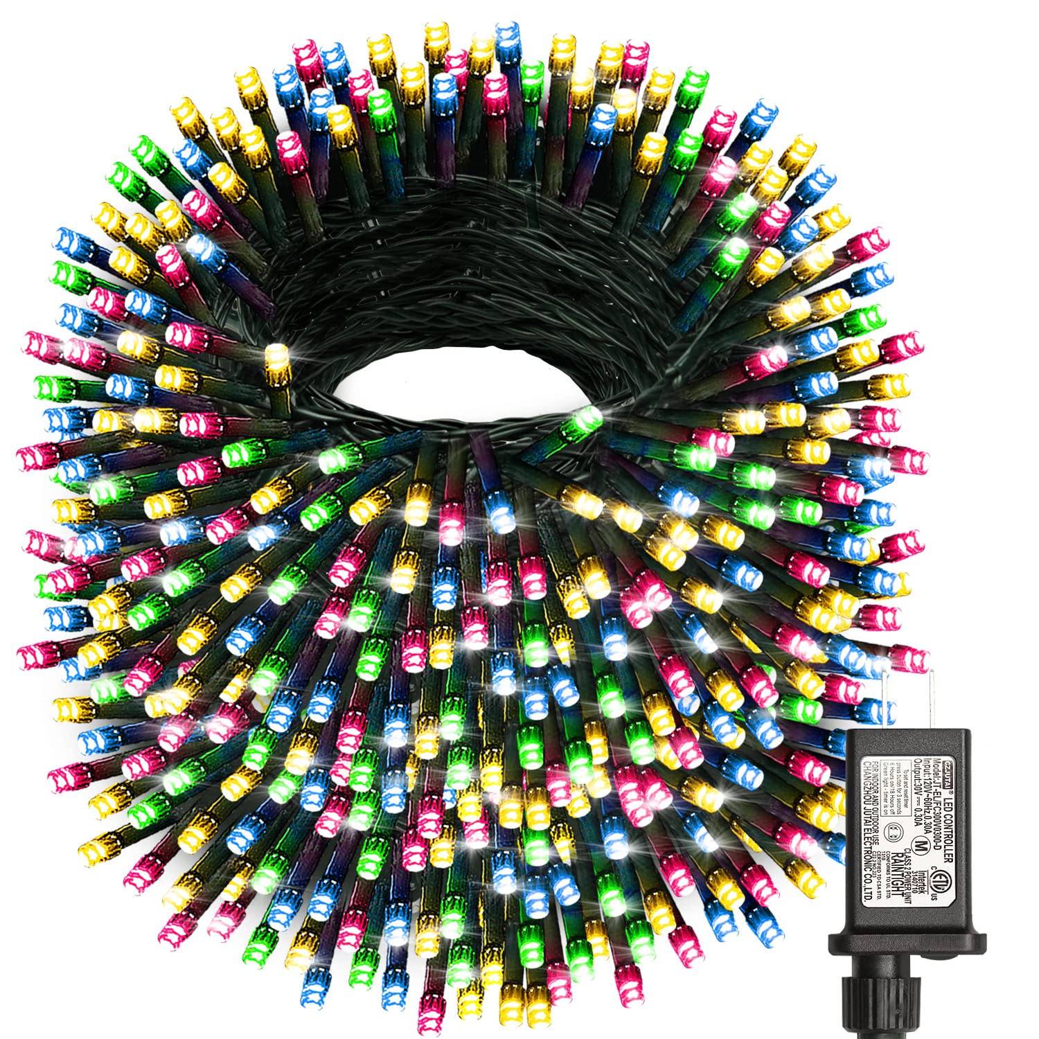 Haili 1000 Led Christmas Lights, Plug in 8 Lighting Modes Waterproof, Outdoor Christmas Lights for Tree Yard Party Indoor Outside Decorations (393FT, Multi Colored)